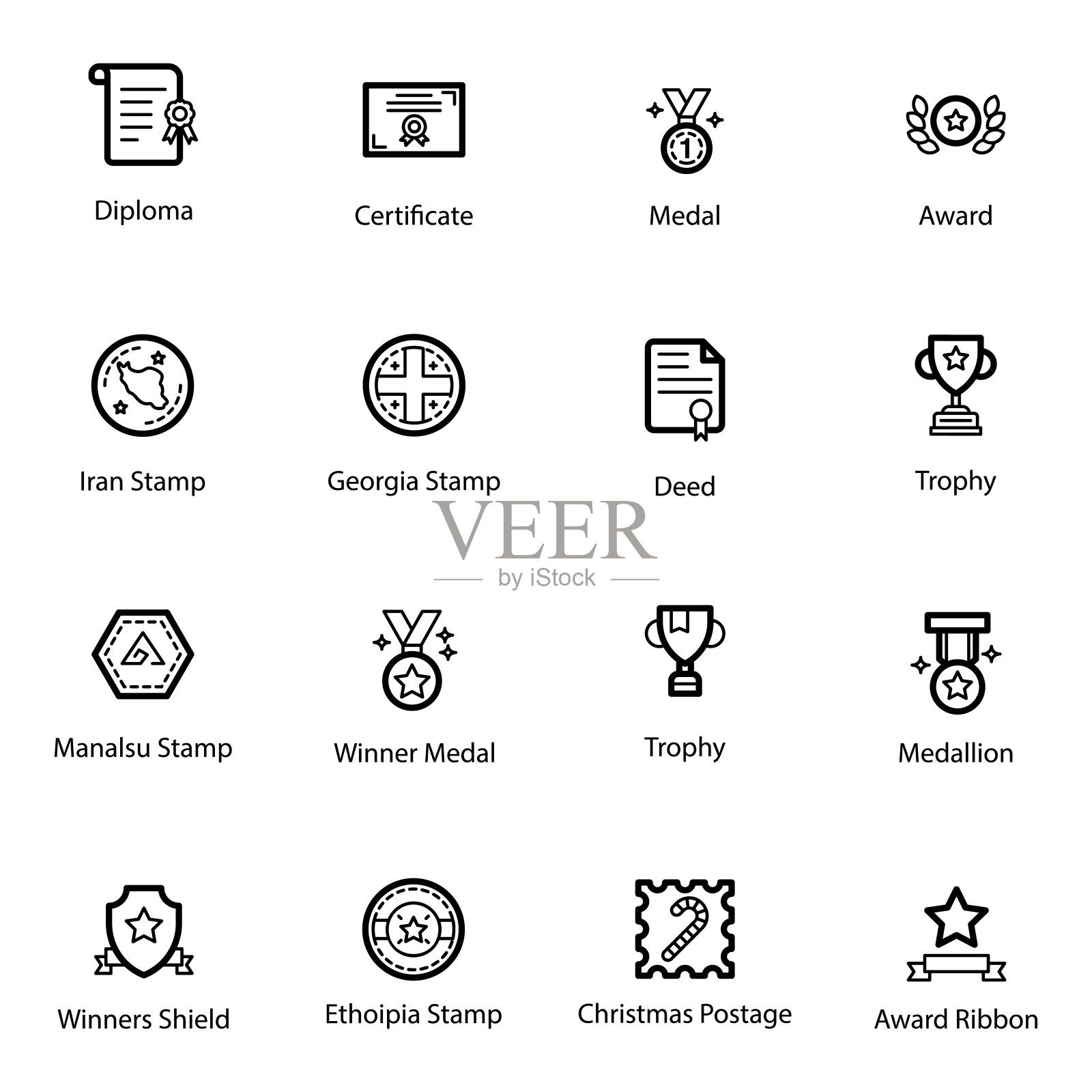 徽章和邮票行图标设计元素图片