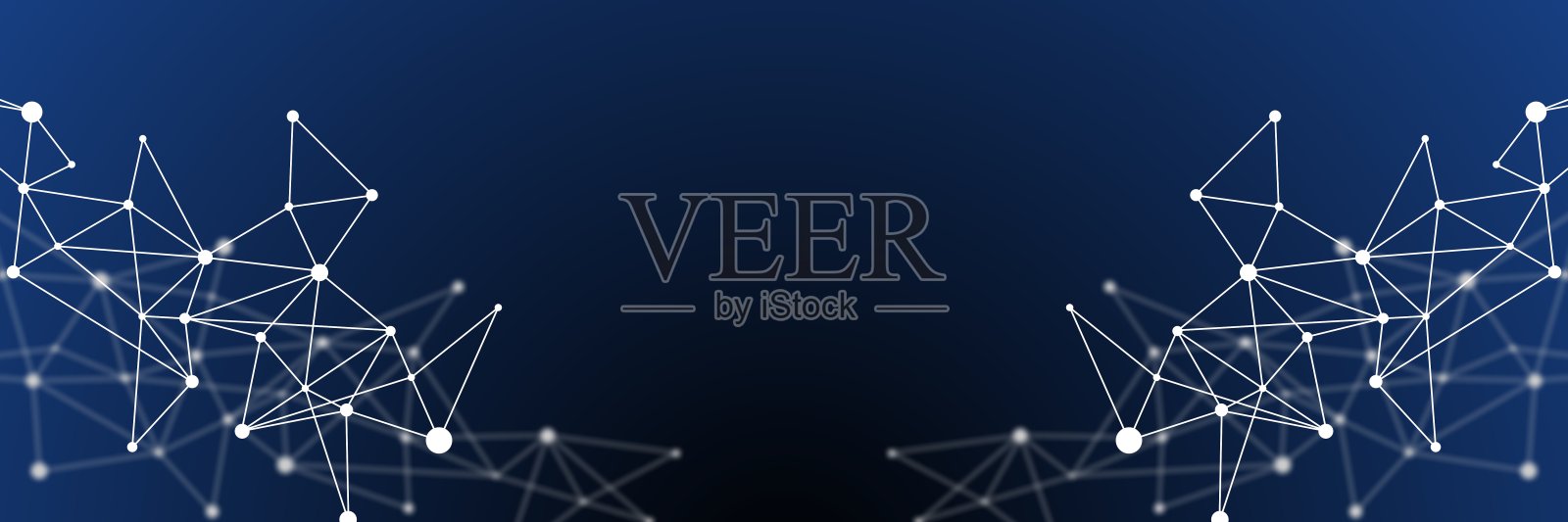 黑色和蓝色抽象未来的加密区块链插图。白点和三角形形状的网站标题或横幅设计插画图片素材