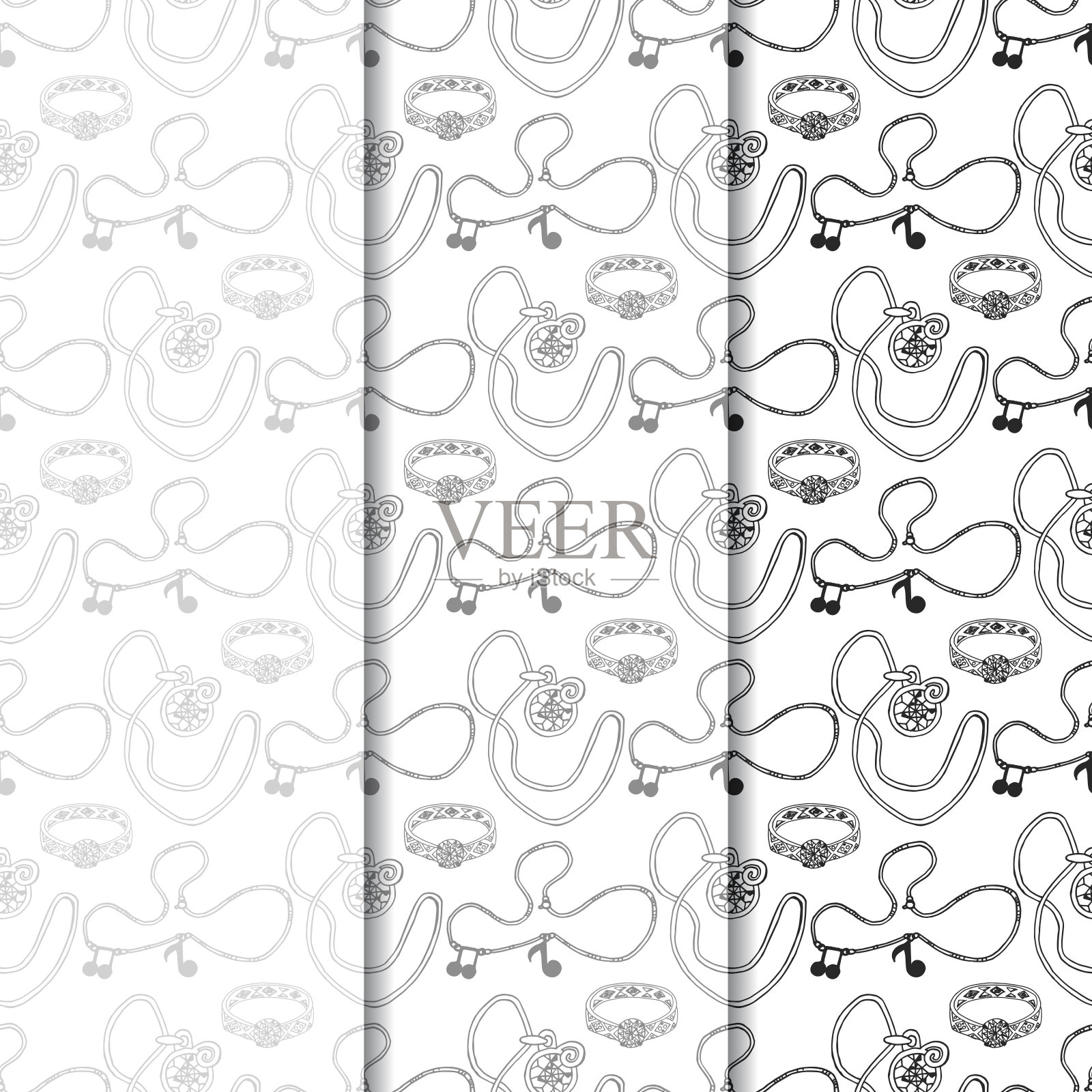 珠宝配饰无缝时尚图案手绘插画图片素材