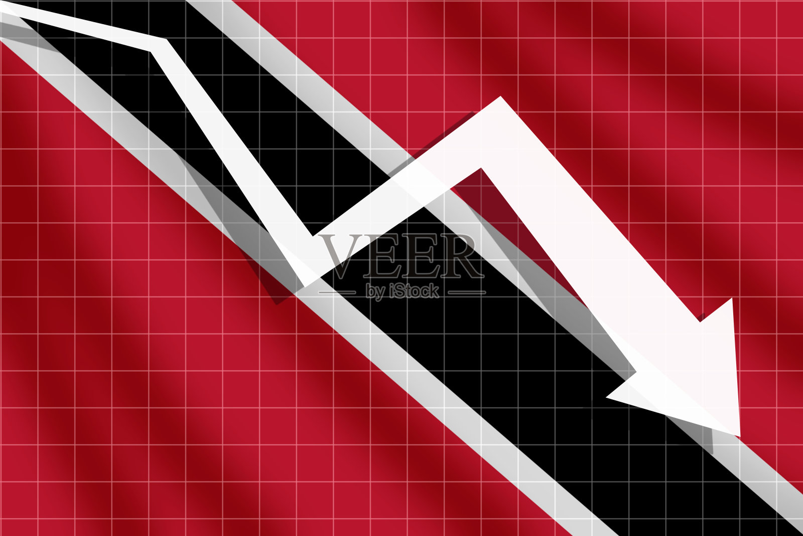 箭落在特立尼达国旗的背景上插画图片素材