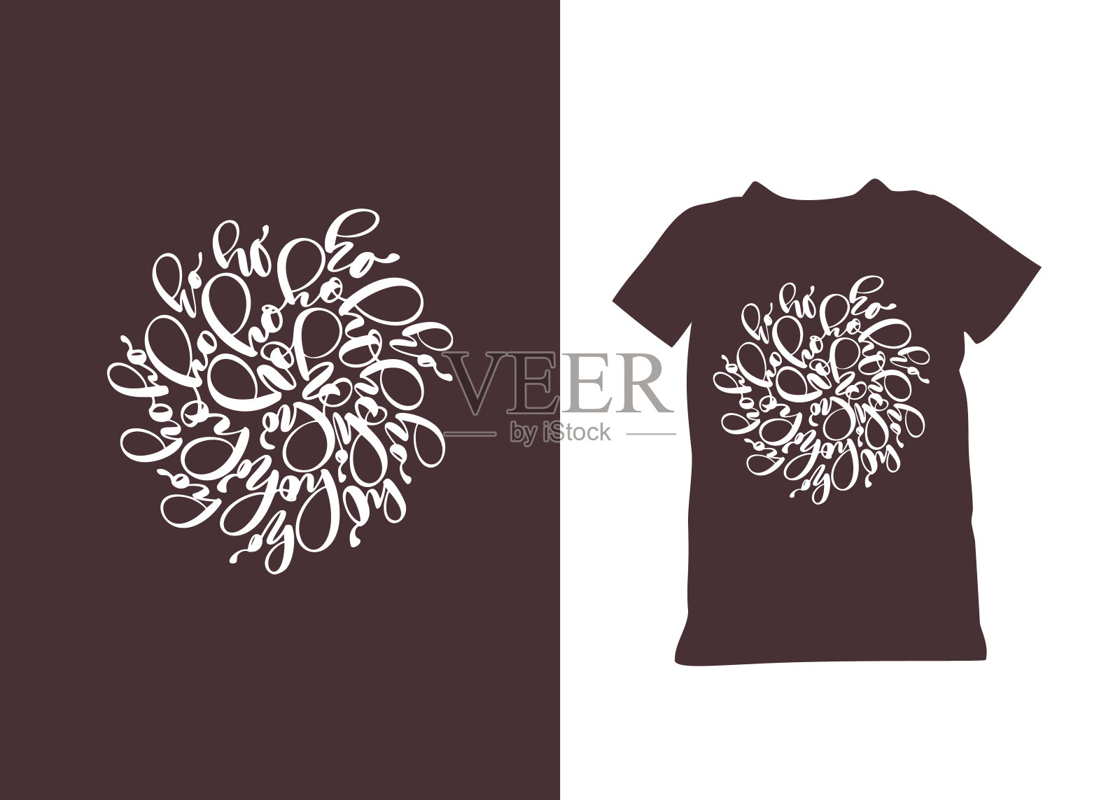 嚯嚯嚯手绘矢量字母。快乐的白色书法文字孤立。印刷报价的节日t恤，横幅，设计插画图片素材