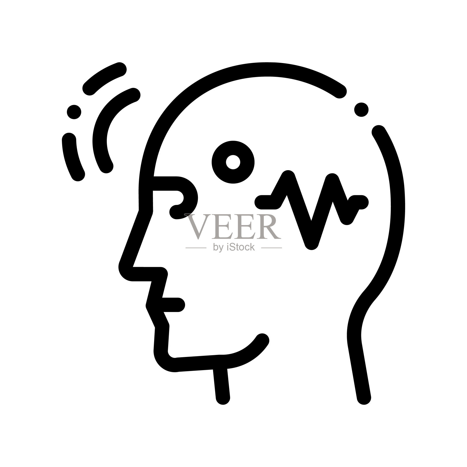 脑心灵感应控制矢量细线图标插画图片素材