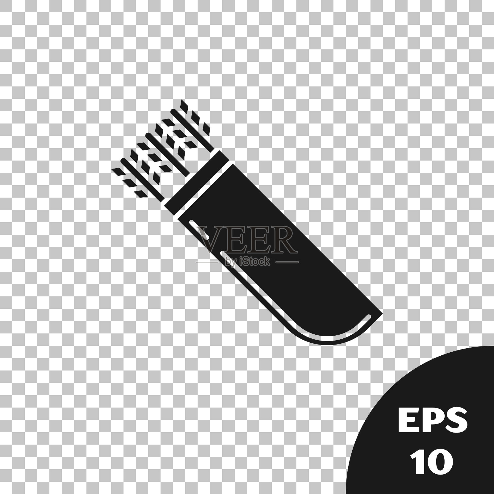 黑色箭筒与箭头图标隔离在透明的背景。矢量图插画图片素材