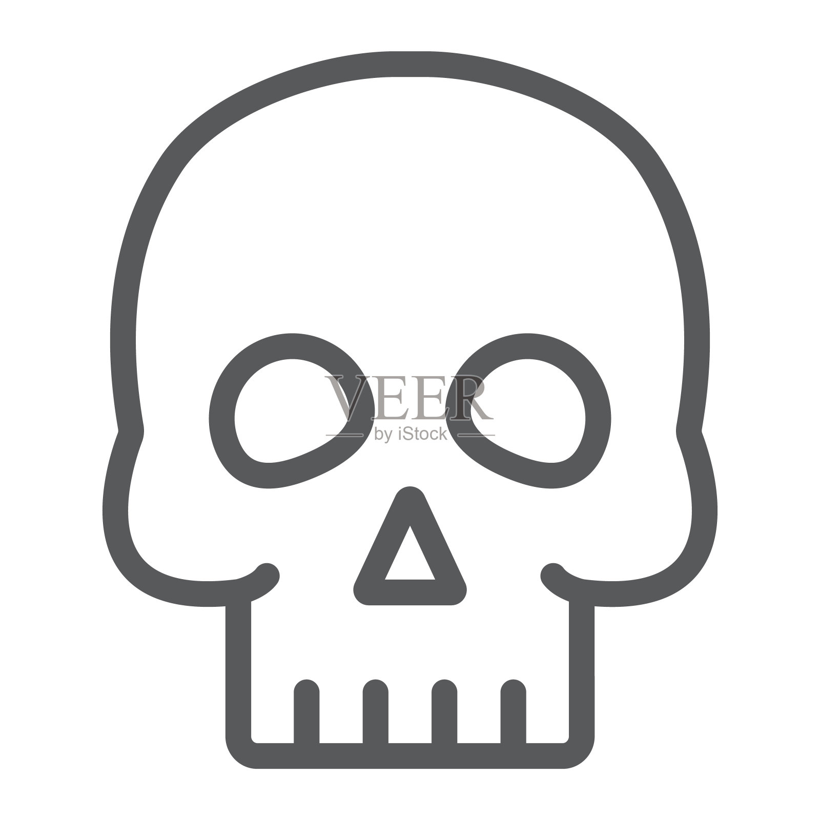 骷髅线图标，万圣节和恐怖，骨头标志，矢量图形，白色背景上的线性图案。插画图片素材