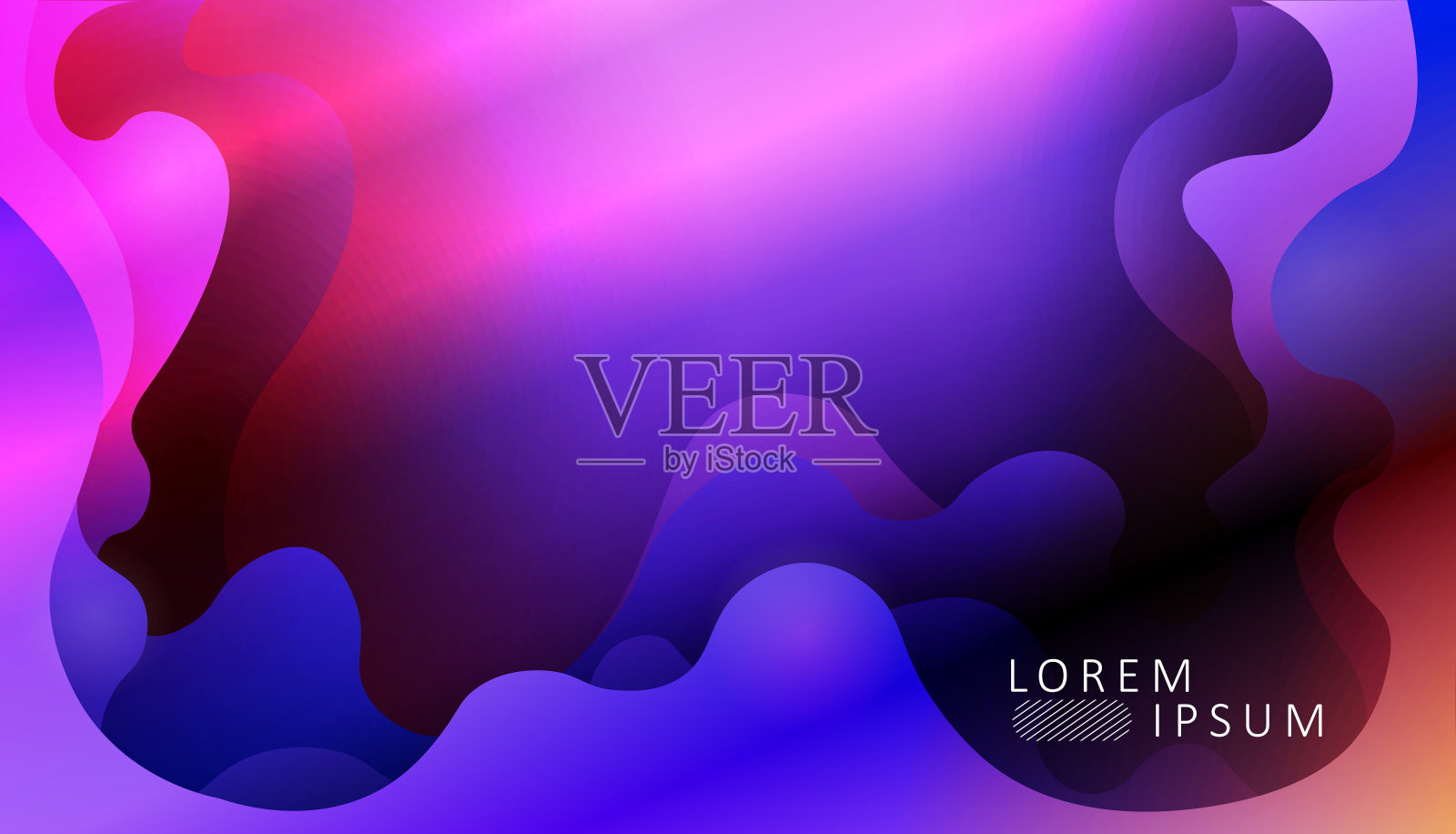 粉红色与蓝色的暗抽象背景与椭圆混乱的形状和光线设计模板素材