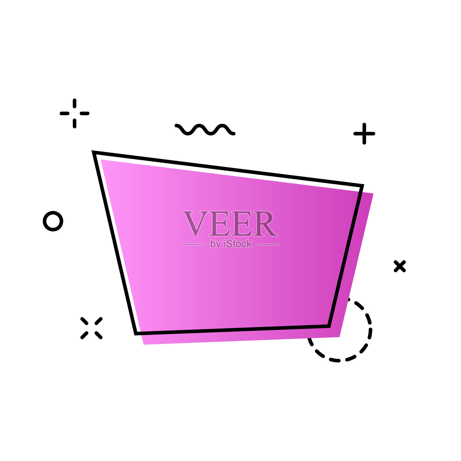 新潮的平面几何形状网络横幅。生动的透明横幅在复古海报设计风格。复古的颜色、元素和形状。矢量插图。插画图片素材