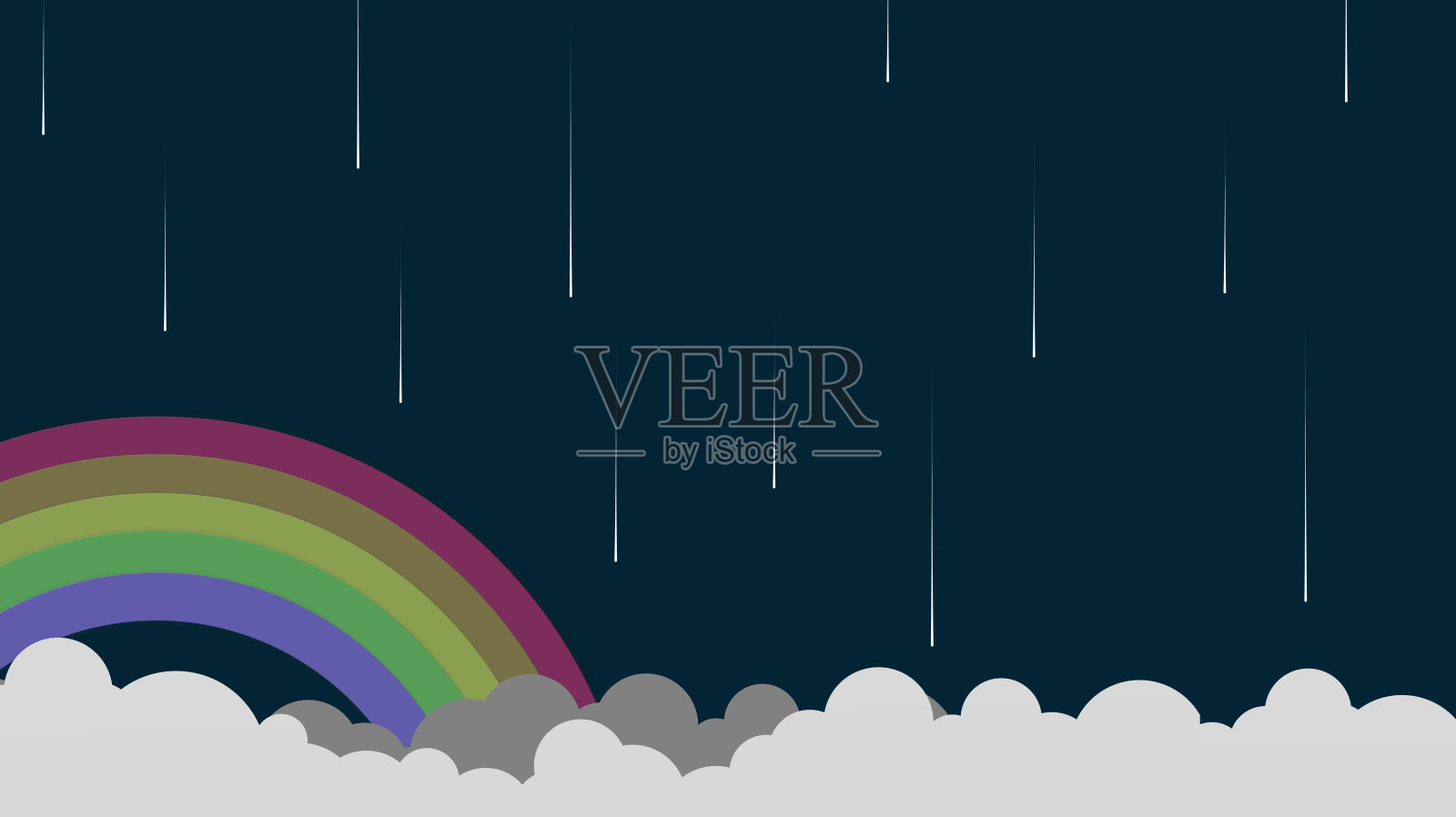 抽象卡哇伊雷雨滴彩色背景。柔和的渐变蜡笔漫画图形。概念为儿童和幼儿园或展示插画图片素材