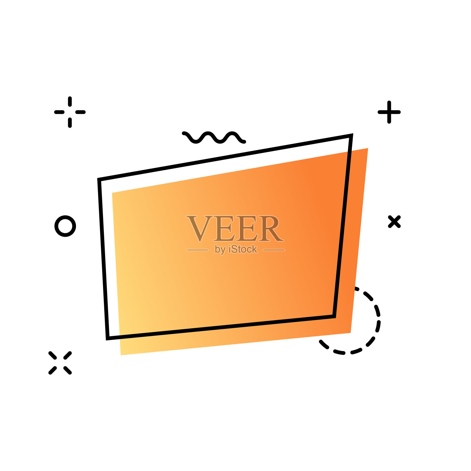 新潮的平面几何形状网络横幅。生动的透明横幅在复古海报设计风格。复古的颜色、元素和形状。矢量插图。插画图片素材