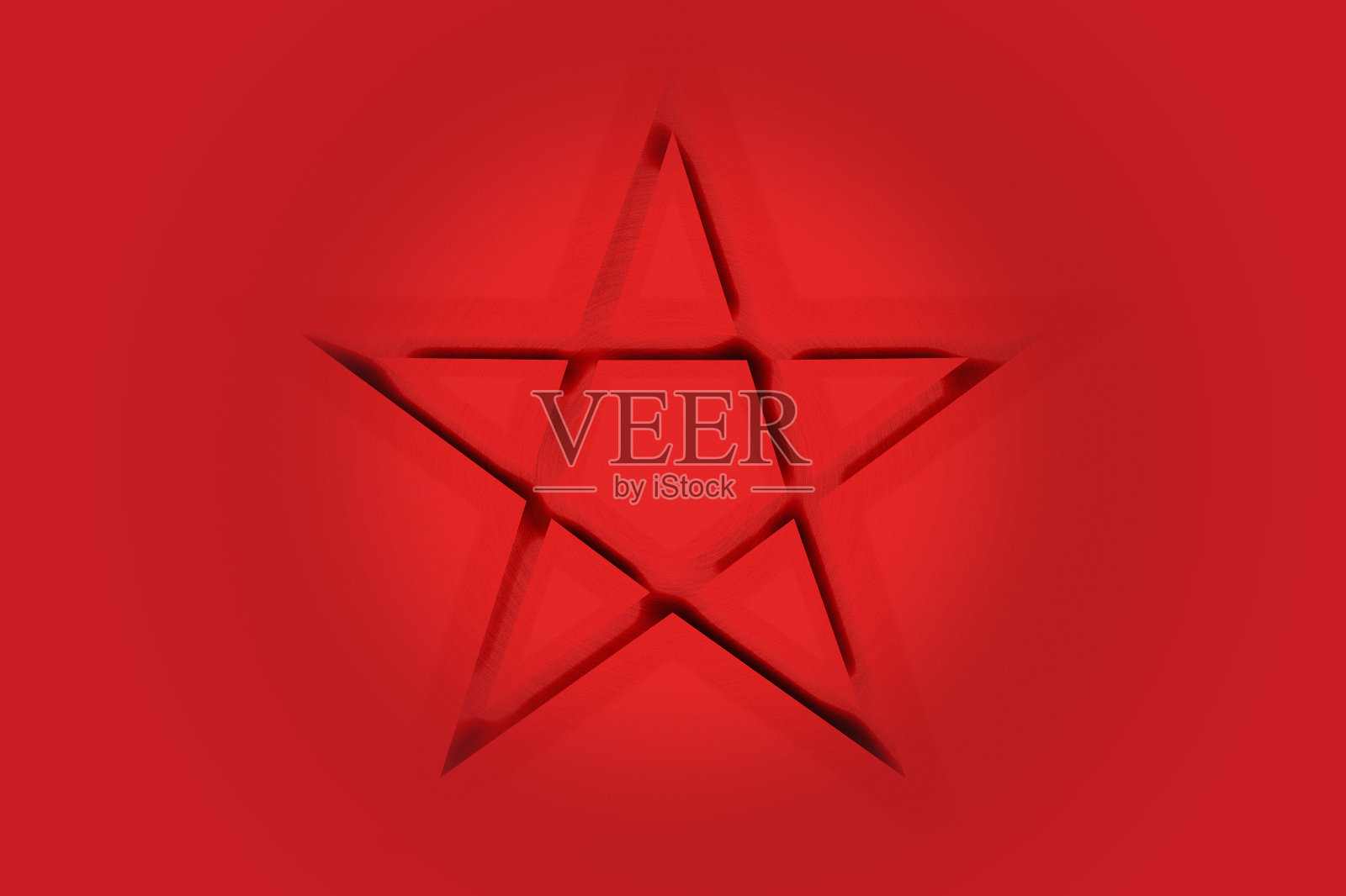 逆转五角星形的象征。巫术符号-十字架的硫磺。血红色符文咒语圈。撒旦标志，魔法铸造戒指。Pentalpha, Pentangle. 3d插图。照片摄影图片