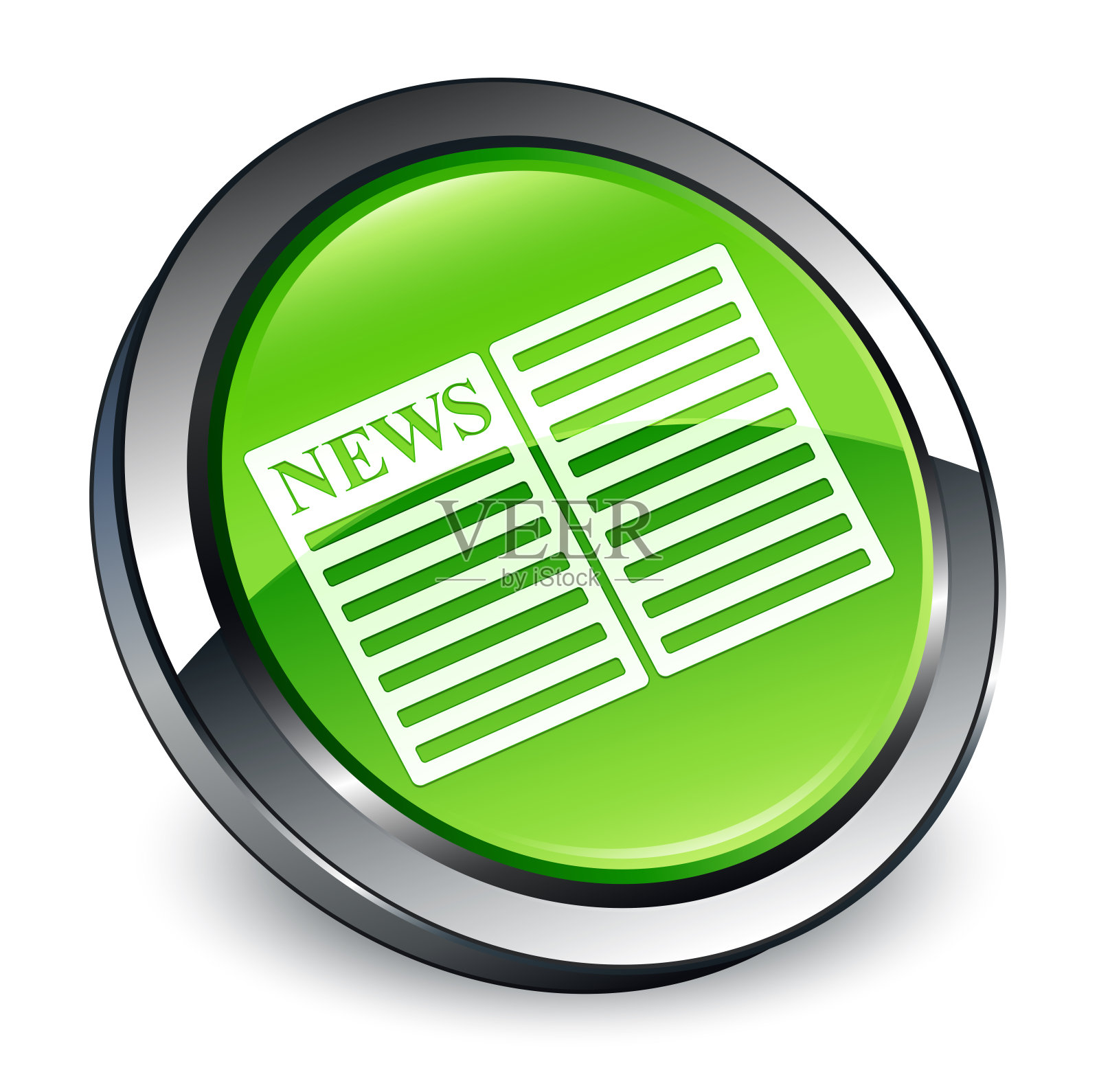报纸图标3d绿色圆形按钮插画图片素材