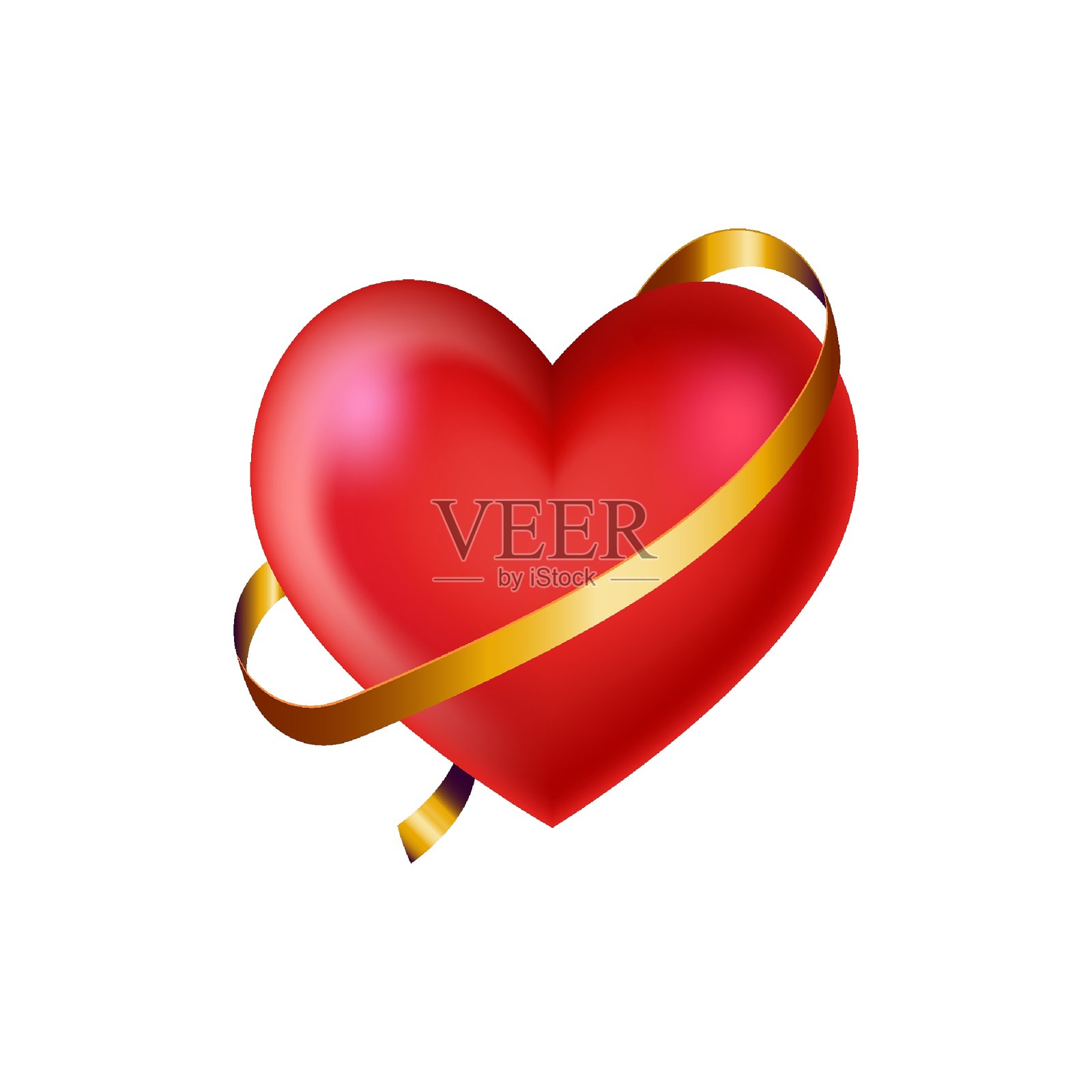 环绕真实的心孤立的白色背景。插画图片素材