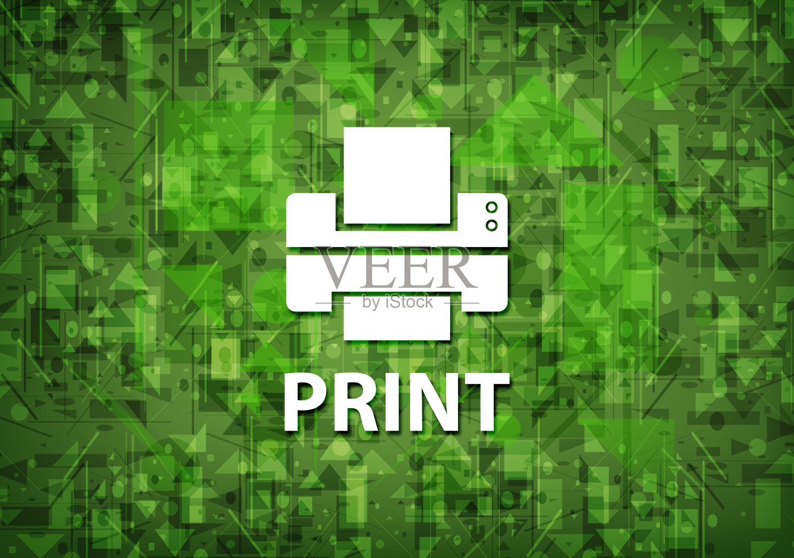 打印(打印机图标)软绿色背景插画图片素材