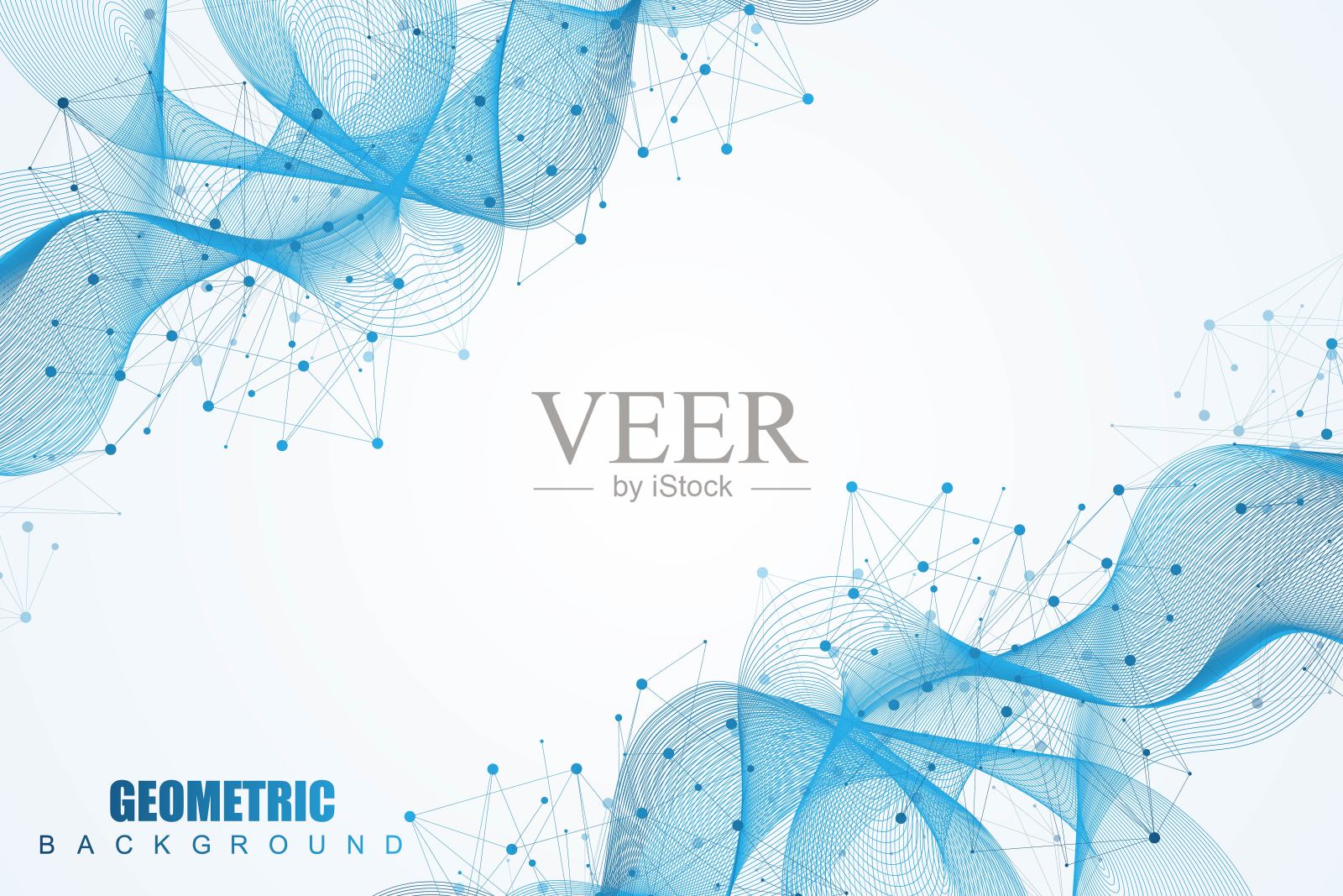 大数据可视化背景。现代未来虚拟抽象背景。科学网络格局，连接线与点。全局网络连接向量。插画图片素材