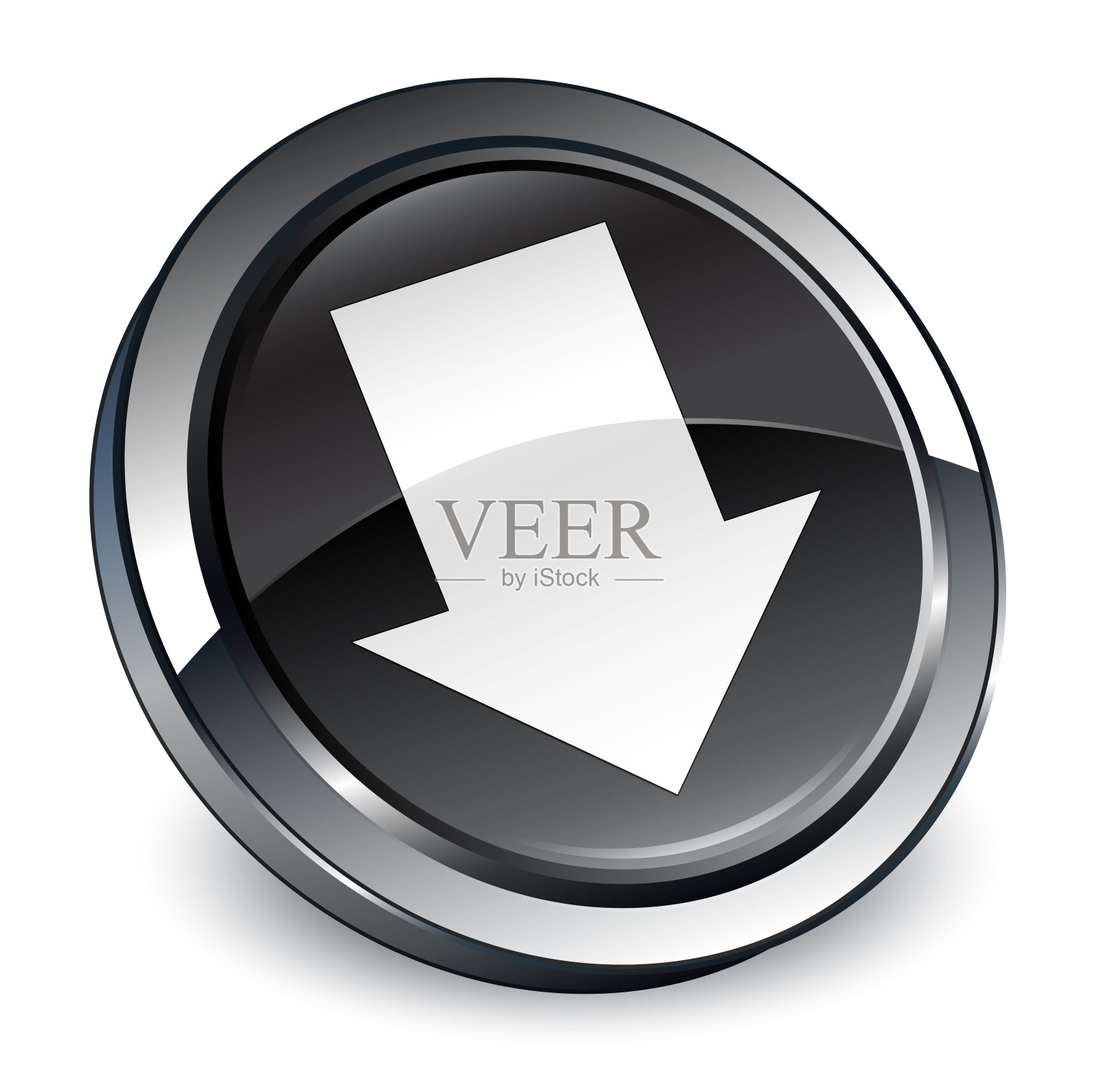 下载箭头图标3d黑色圆形按钮设计元素图片