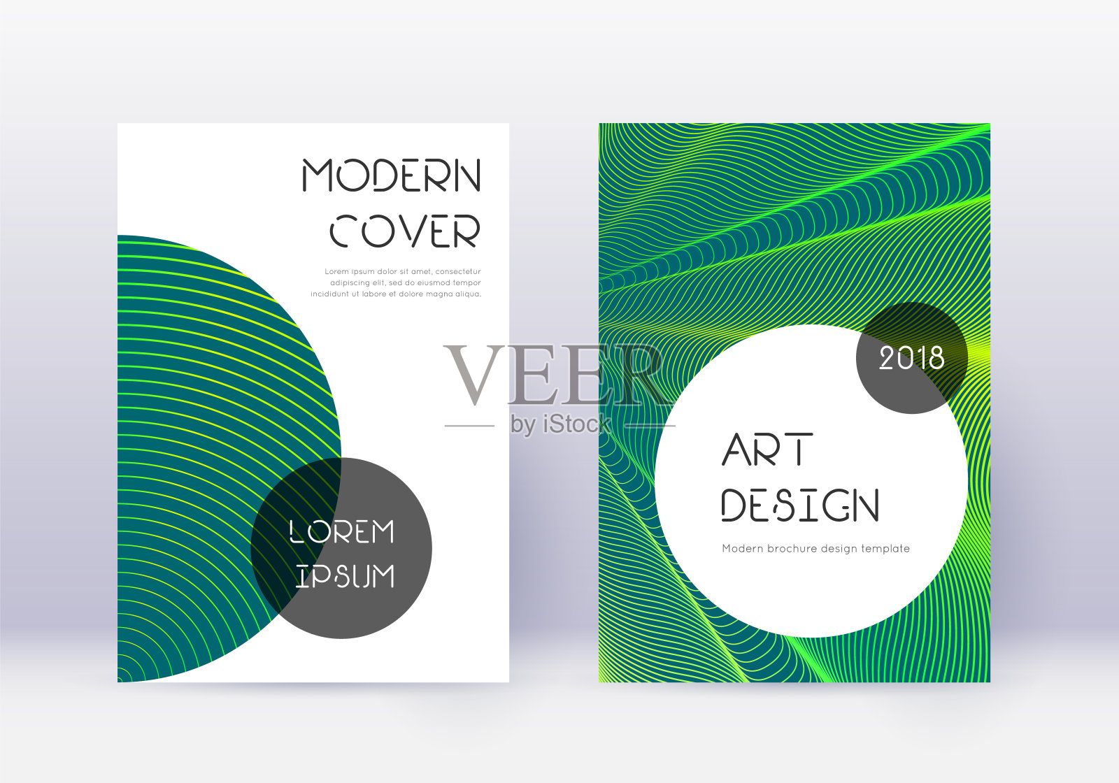 时髦的封面设计模板集。绿色文摘l设计模板素材