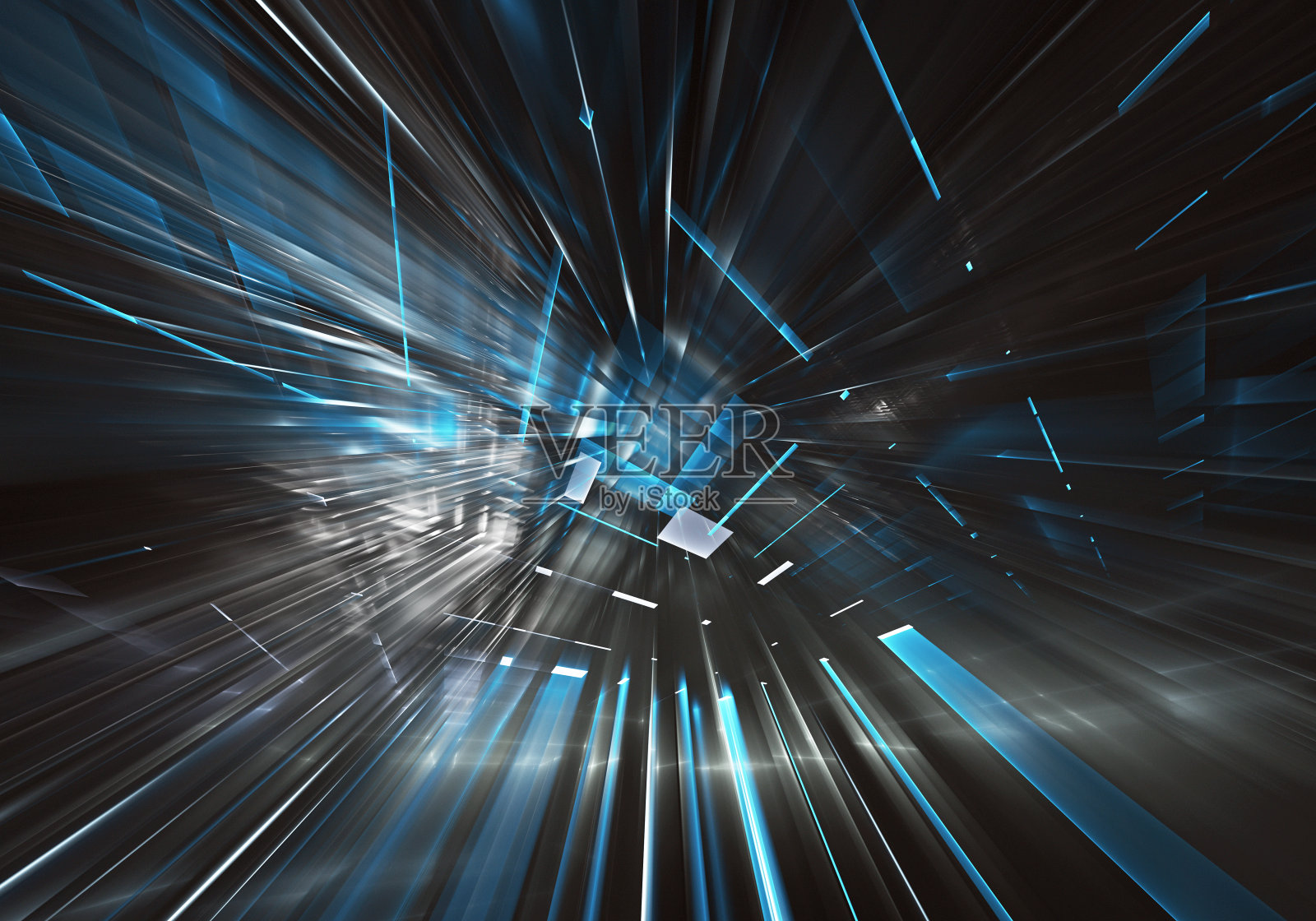 抽象三维分形背景，三维插图。虚拟城市霓虹照片摄影图片