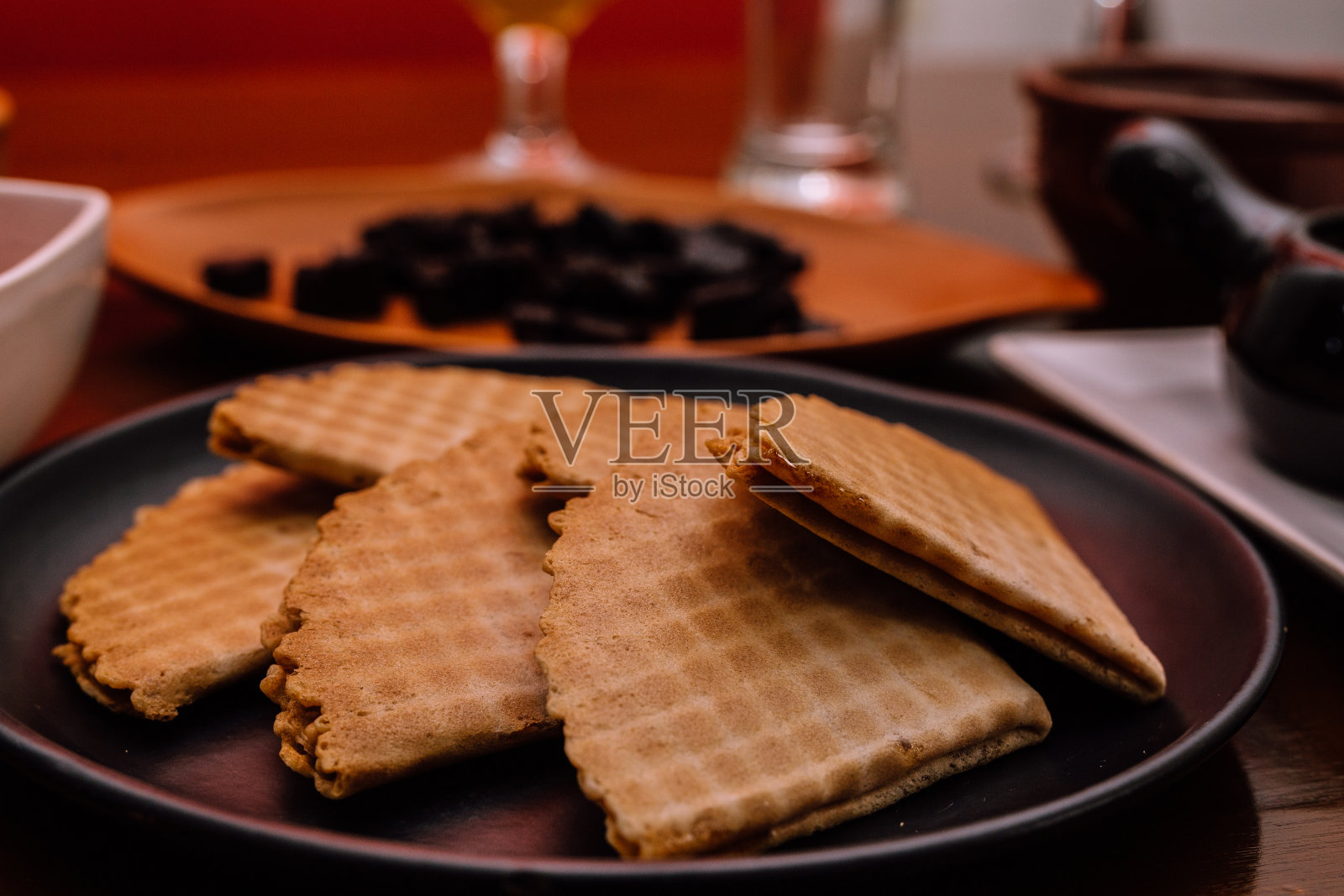一些美味的华夫饼照片摄影图片