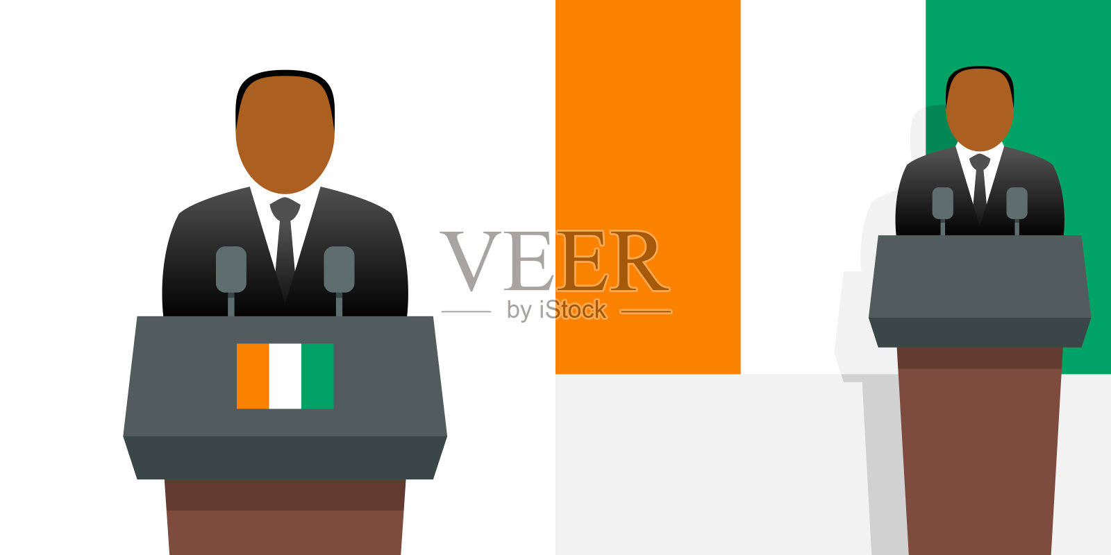 科特迪瓦总统和国旗插画图片素材