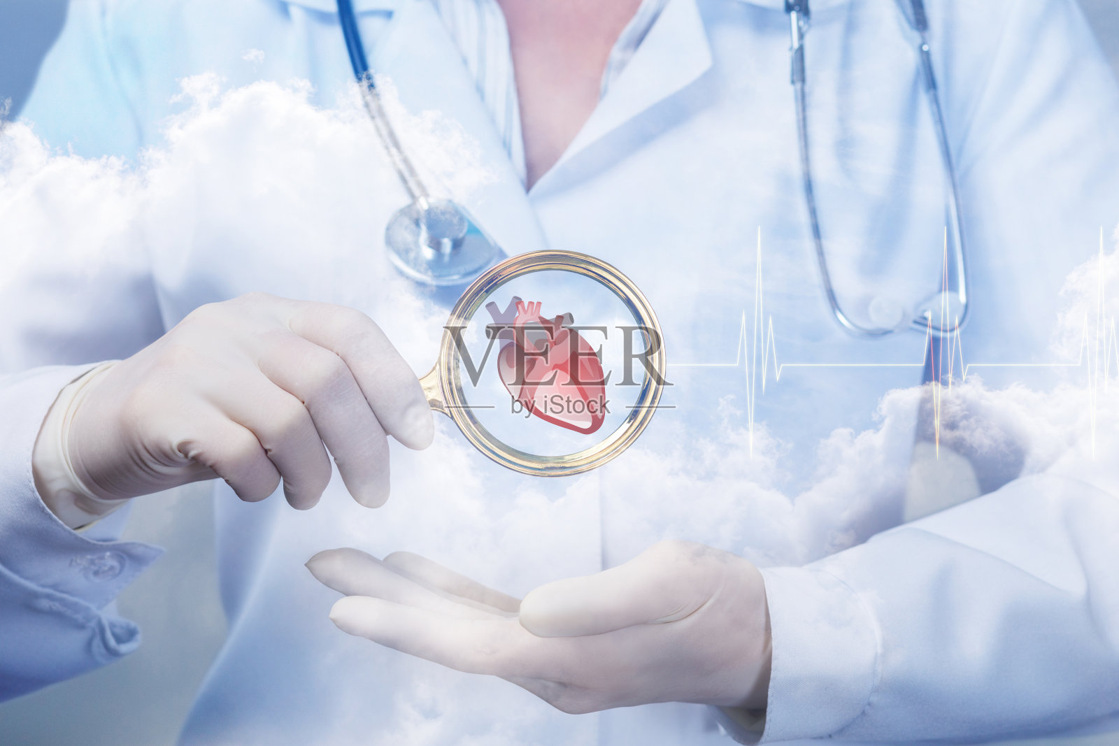 诊断患者心脏的概念。照片摄影图片