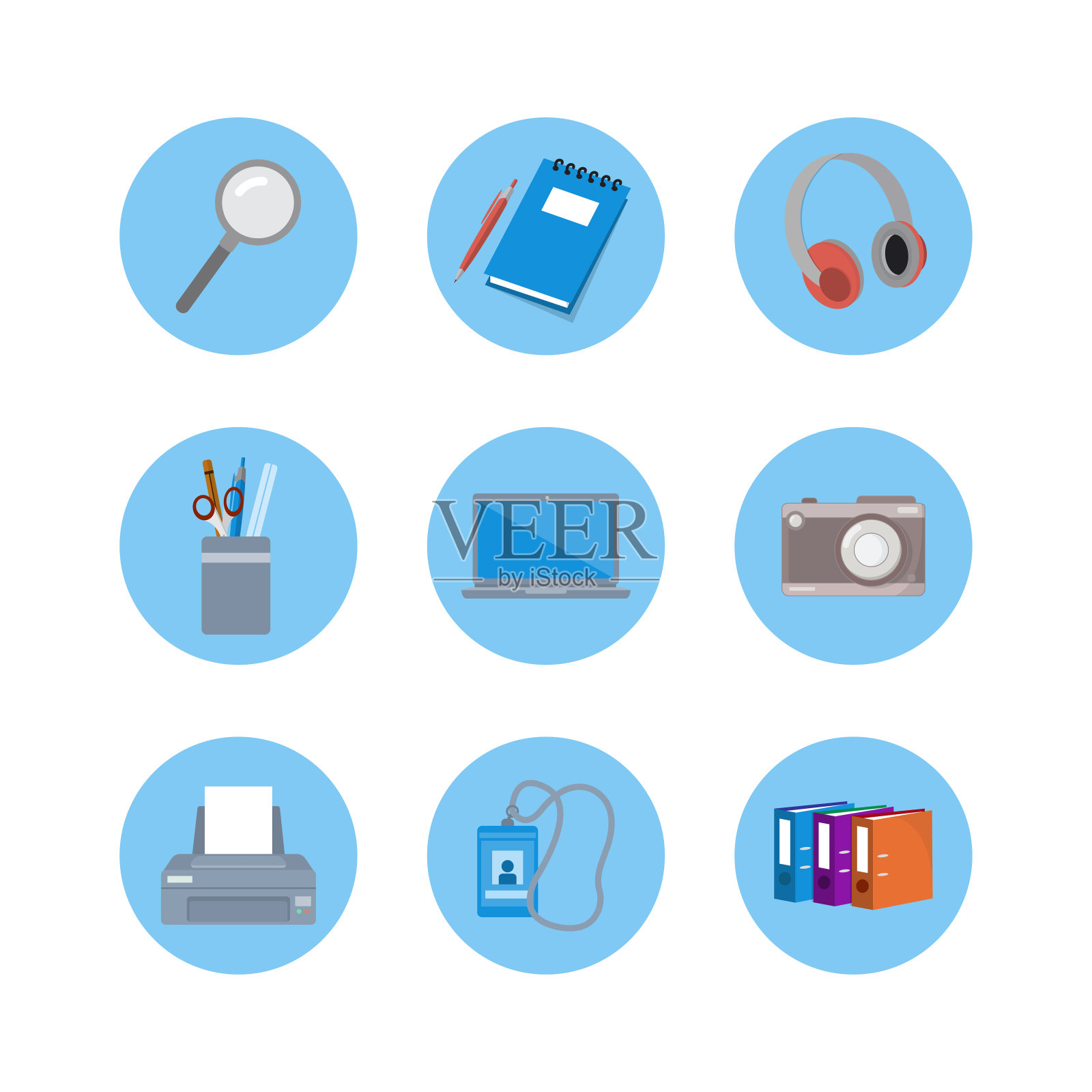 扁平化设计办公用品图标图标素材