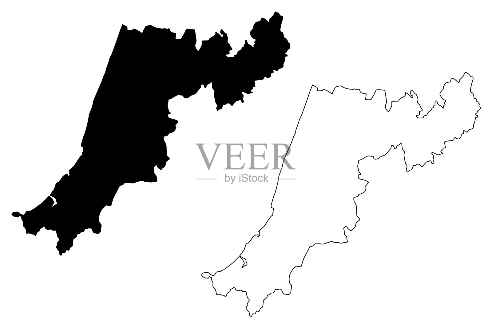 莱利亚区(葡萄牙共和国)地图矢量插图，草稿莱利亚地图插画图片素材