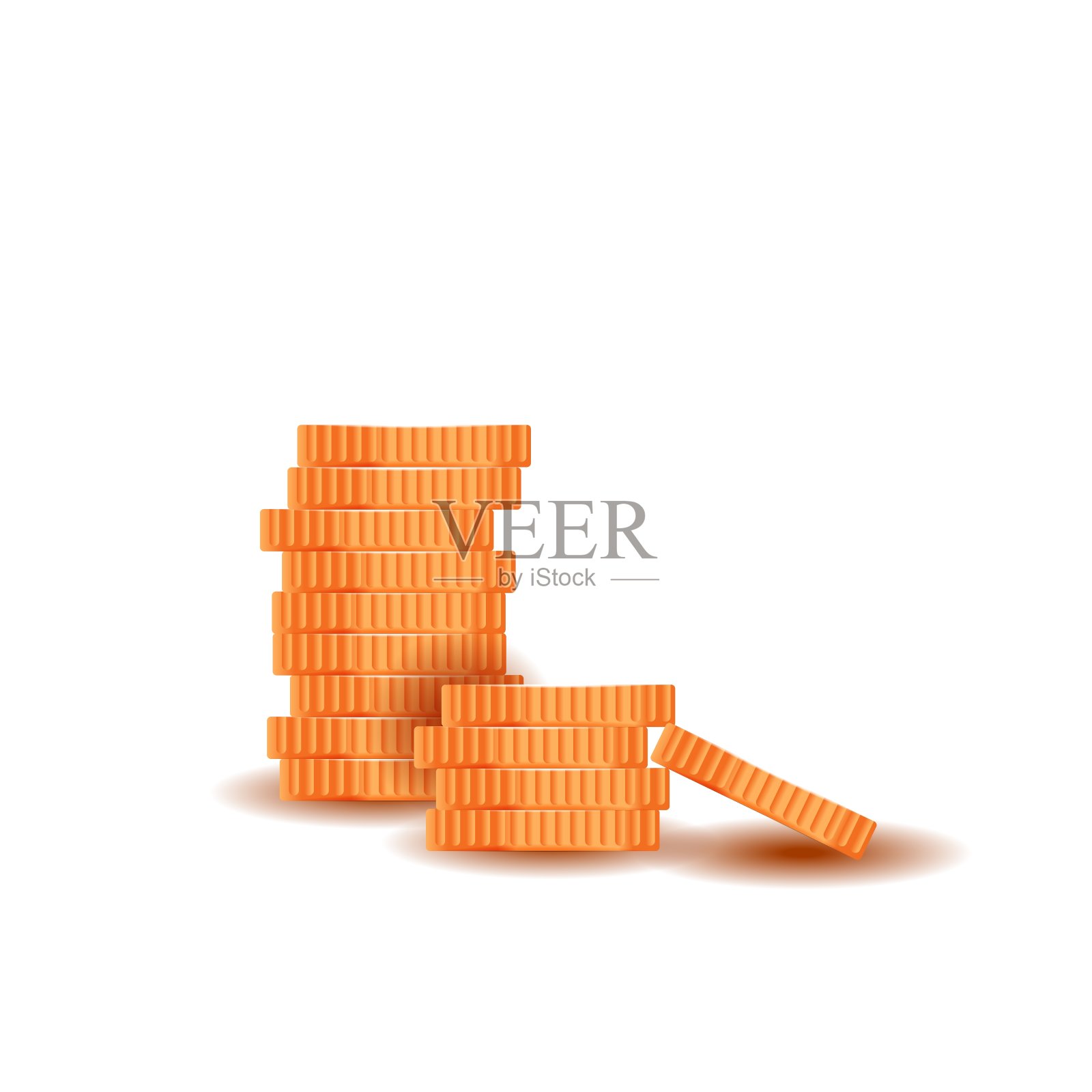 一堆孤立在白色背景上的金币。金属制成的钱。插画图片素材