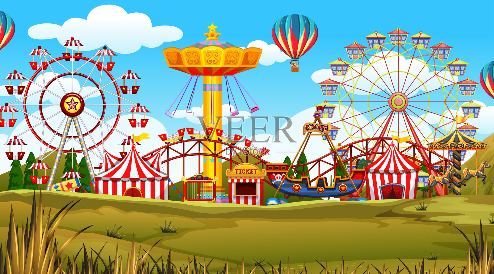 游乐园插画图片素材