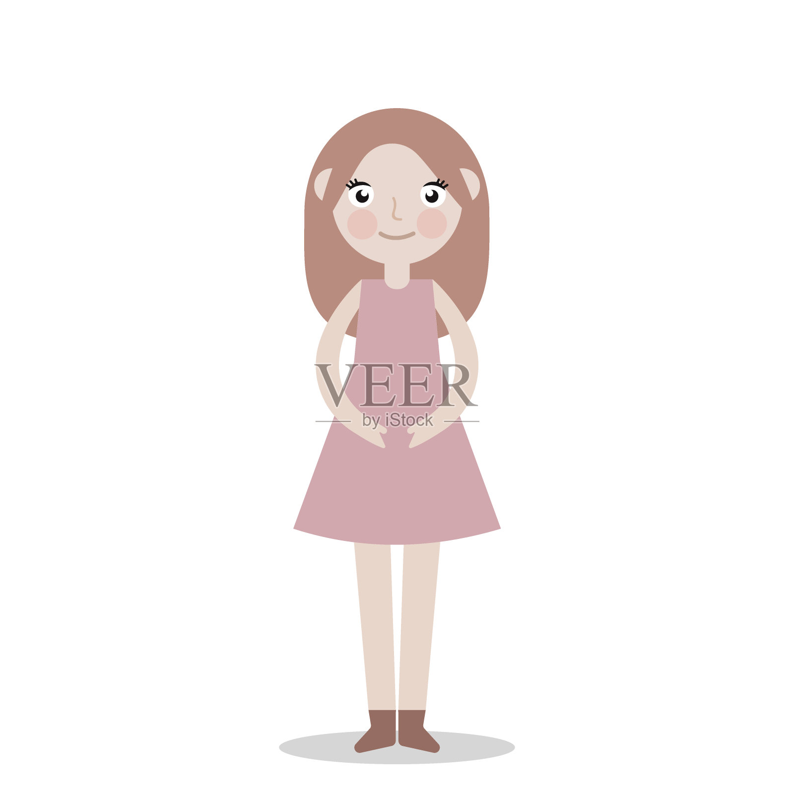 穿着裙子的优雅美丽的女孩。向量插画图片素材