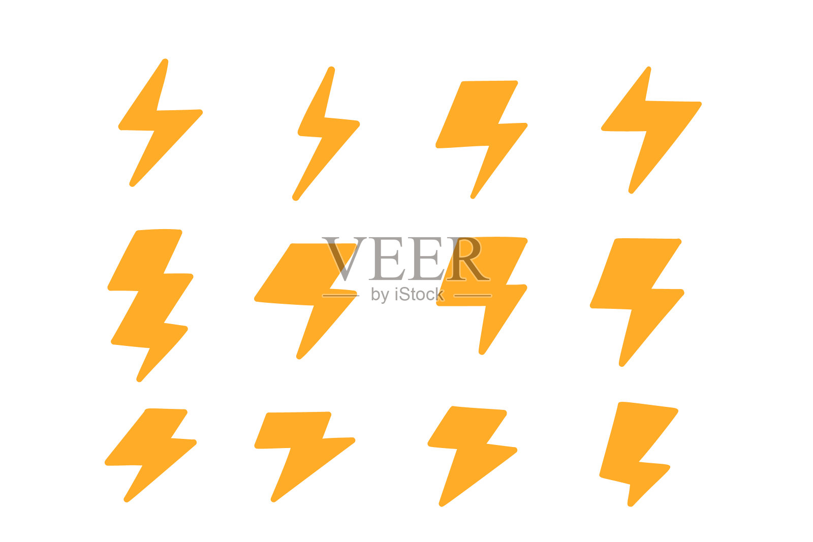 闪电图标集黄色促销标志设计元素图片