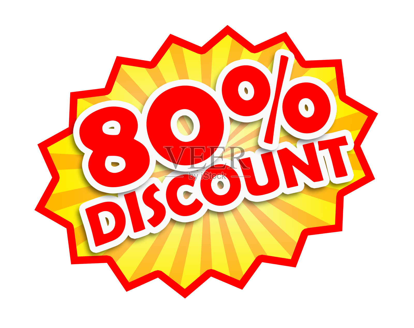 英语折扣标签80%设计模板素材