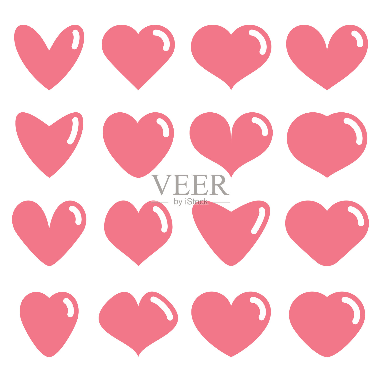 向量模板集。抽象的心形图标。插画图片素材