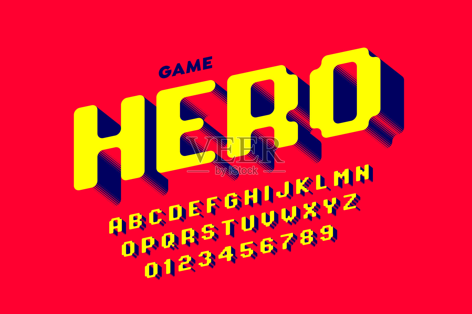 复古电脑游戏风格的字体插画图片素材