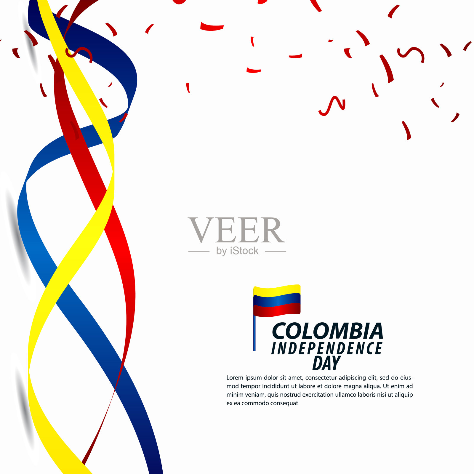 哥伦比亚独立日庆祝活动矢量模板设计插画图片素材