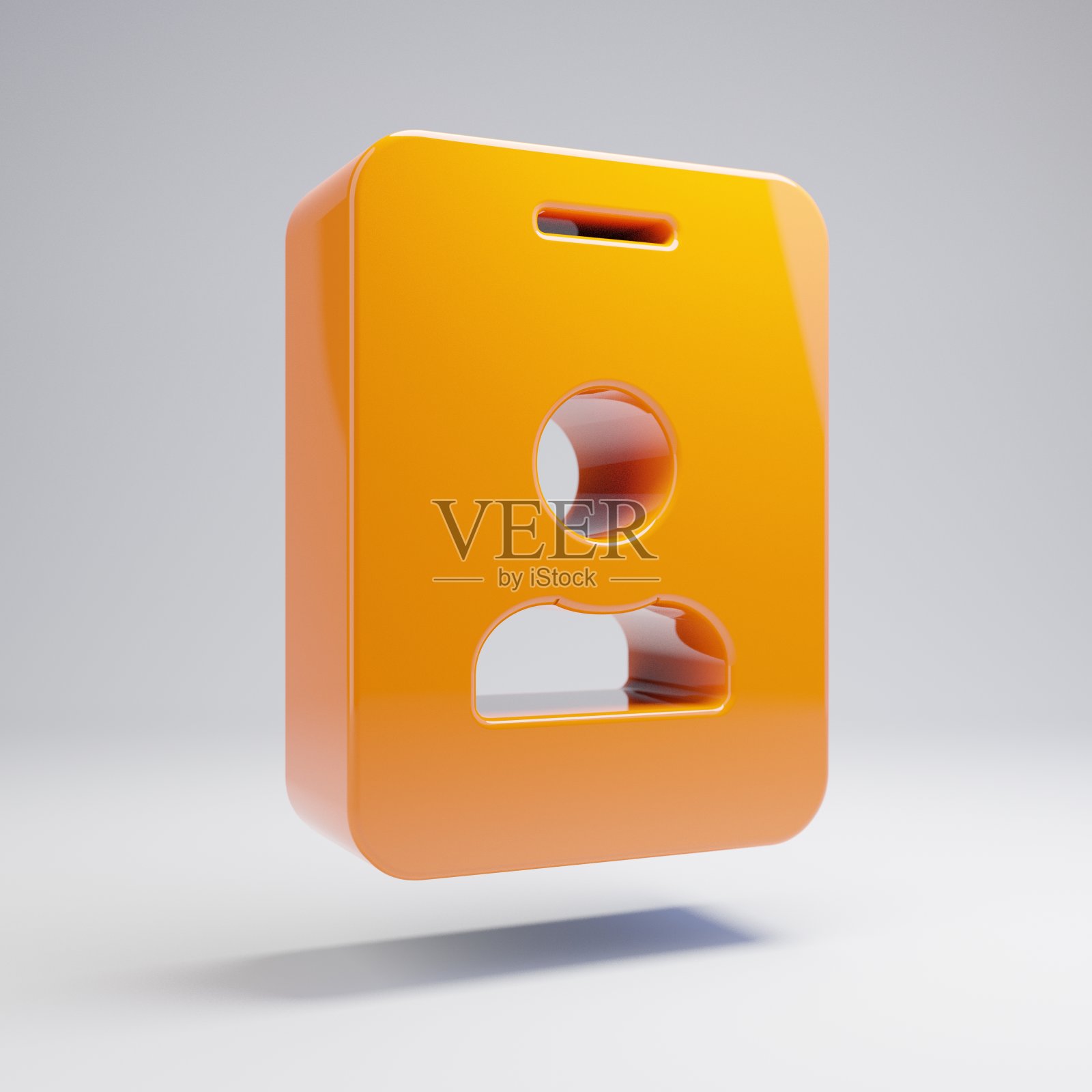 体积光滑热橙色id徽章图标隔离在白色背景。照片摄影图片