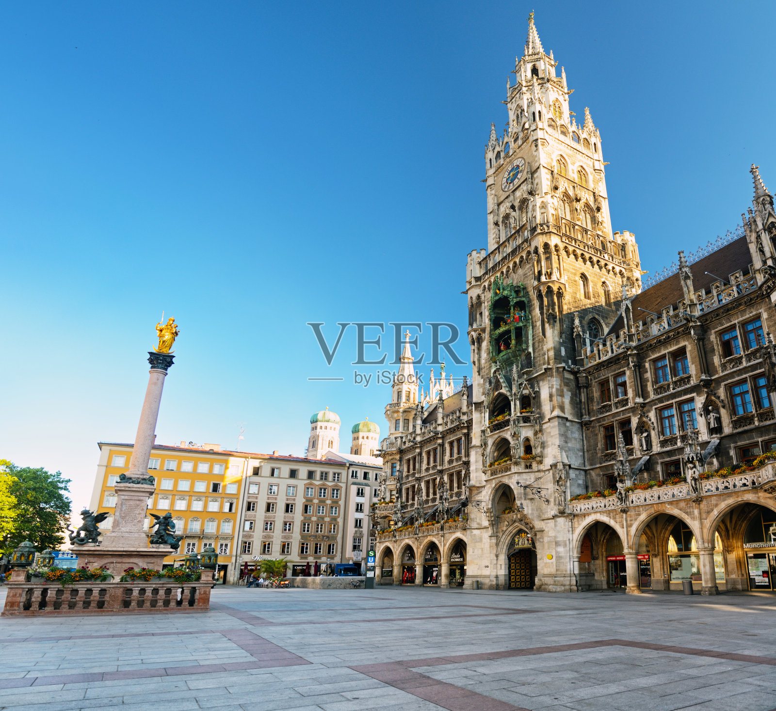 德国慕尼黑的玛丽恩广场照片摄影图片