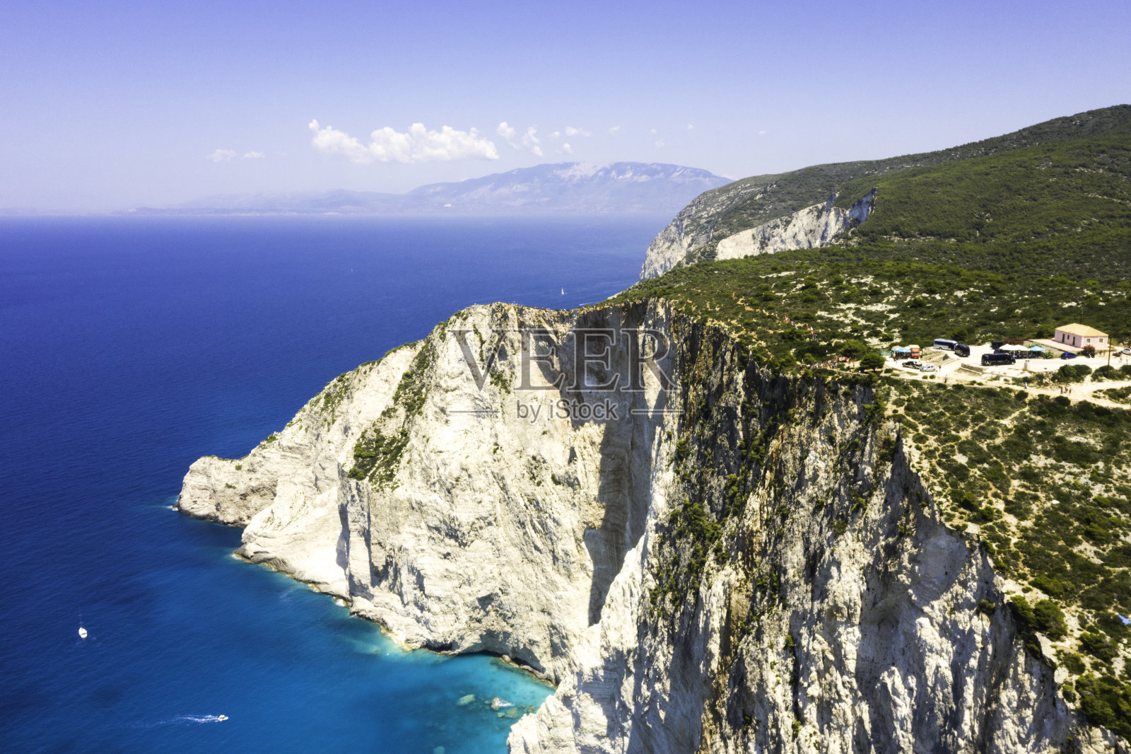 Zakynthos海岸线鸟瞰图，希腊照片摄影图片