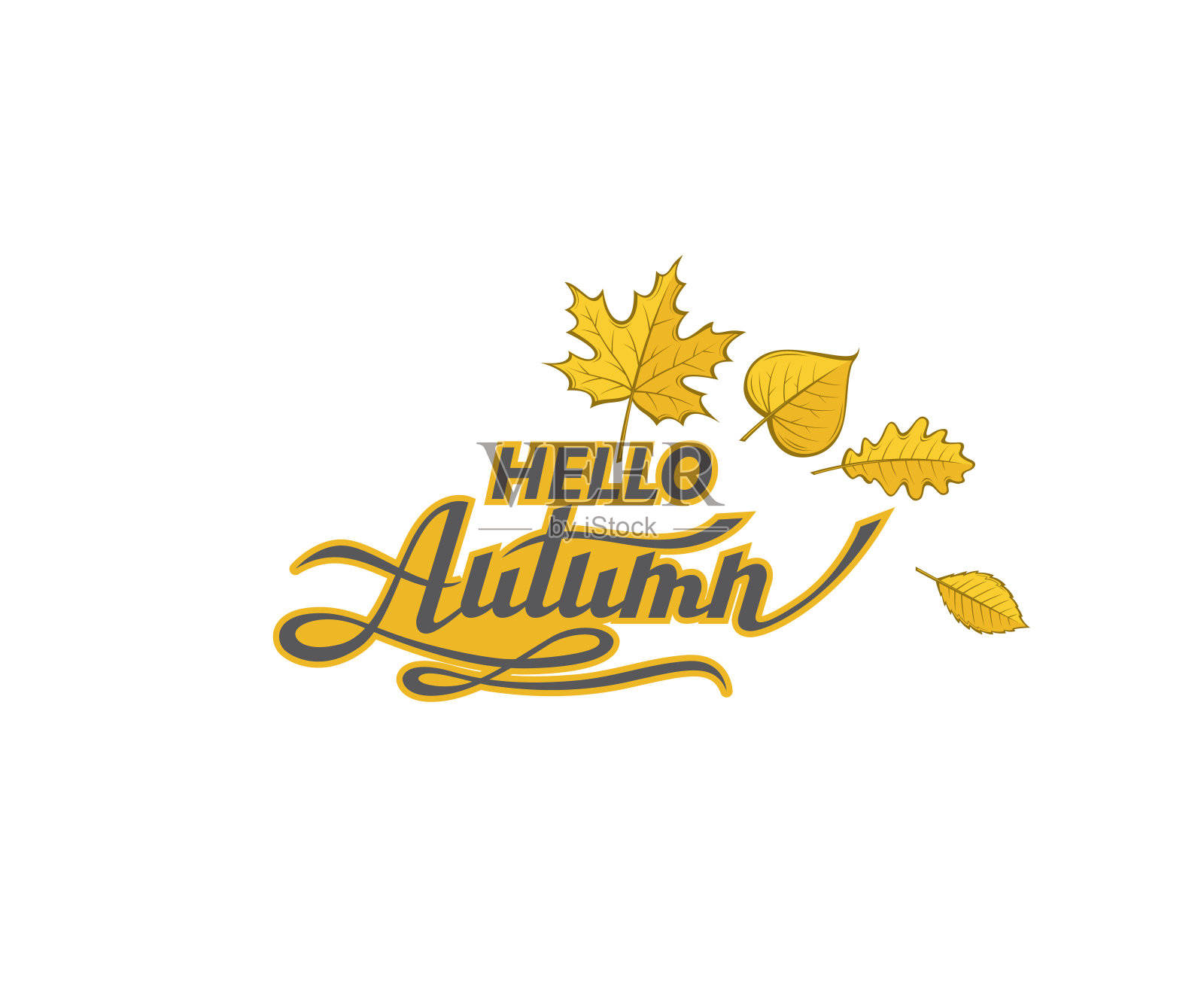 你好,秋天的标签插画图片素材