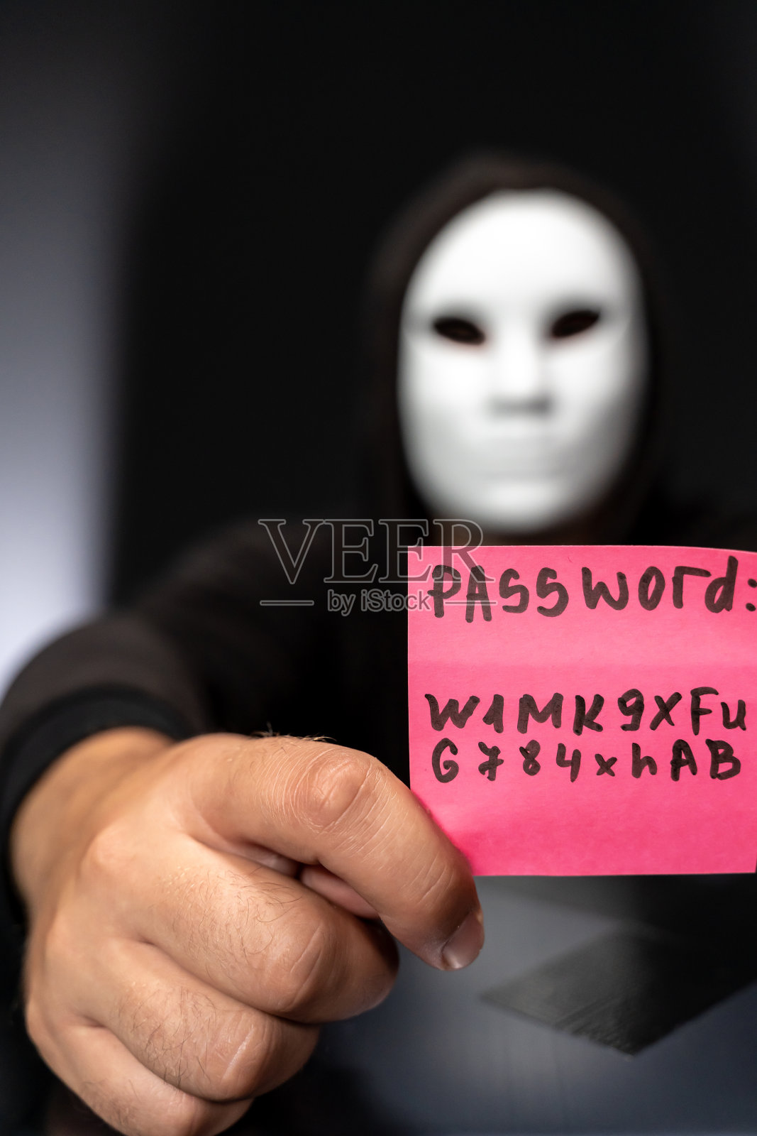 黑客用强密码持有笔记照片摄影图片