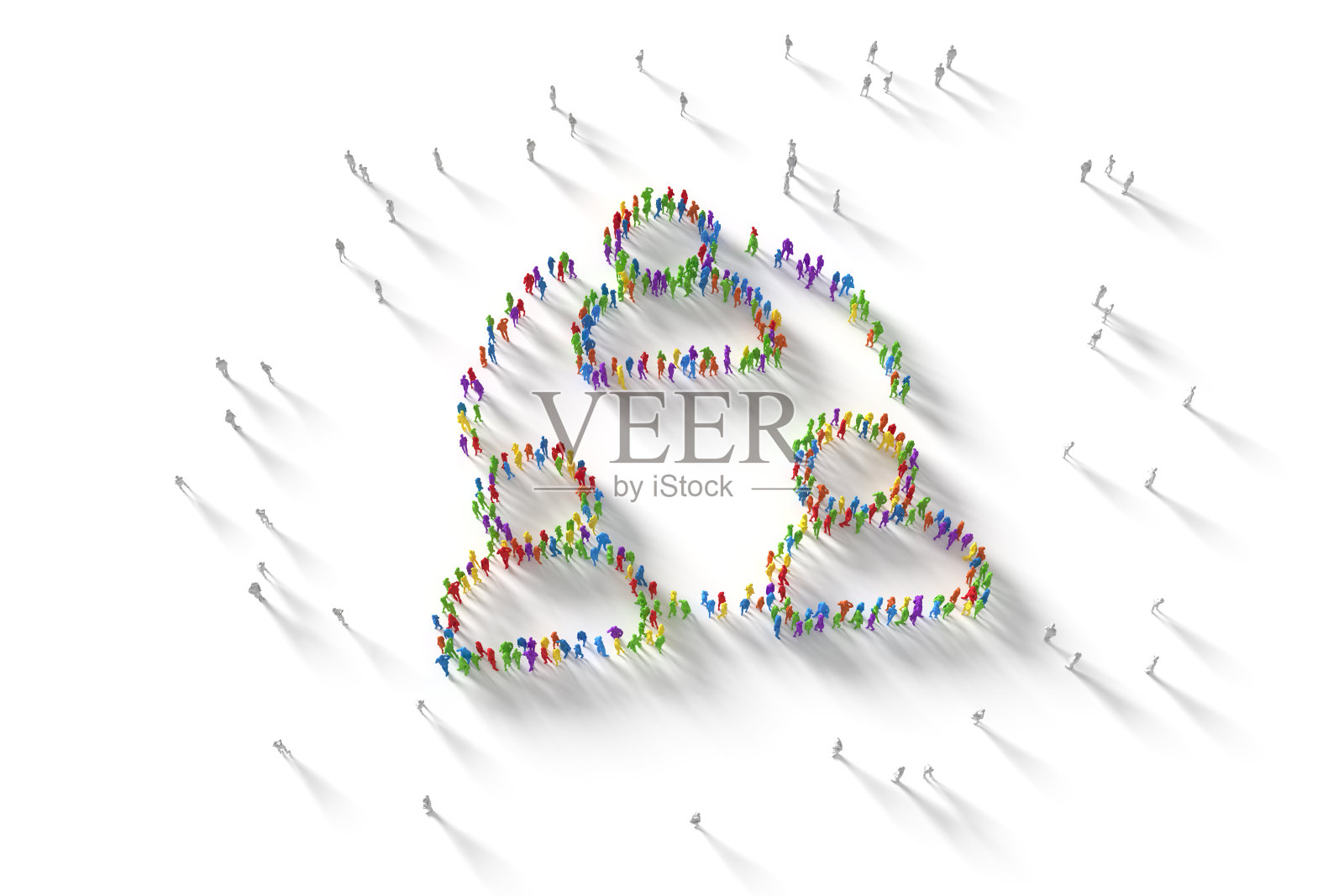 人的人群形成一个网络符号的三维插图照片摄影图片