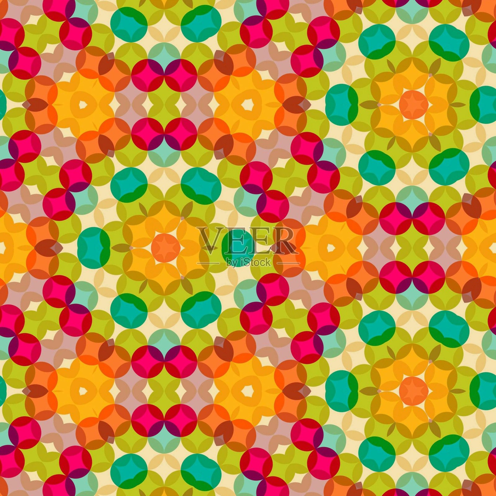 抽象彩色六角形正方形几何无缝图案对称万花筒时尚，设计插画图片素材