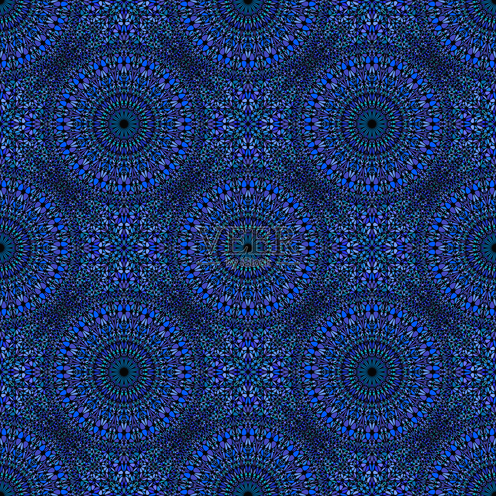 几何波西米亚蓝宝石曼陀罗镶嵌图案背景插画图片素材