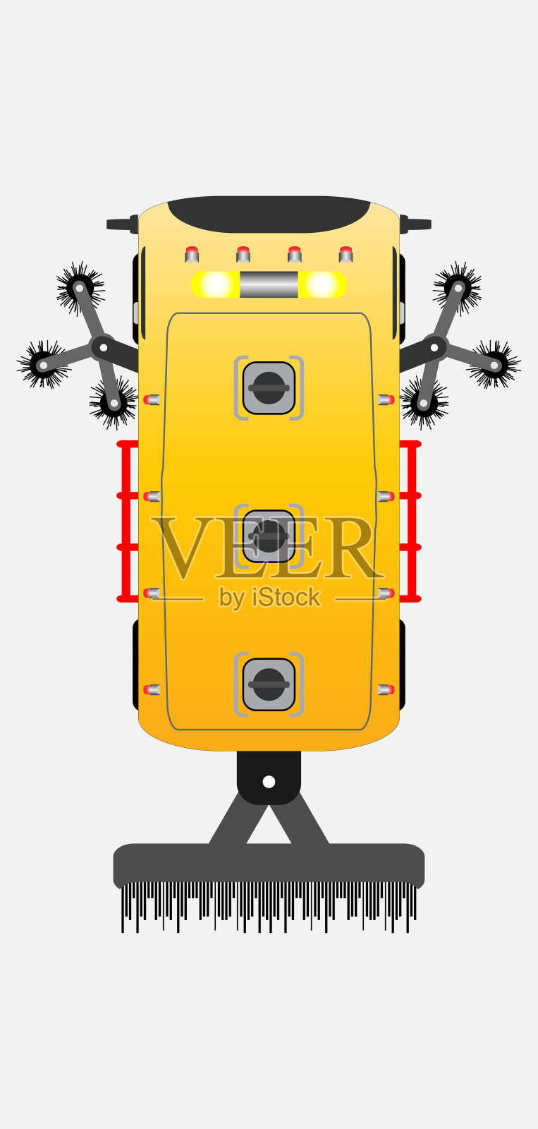 街道清扫车的俯视图插画图片素材
