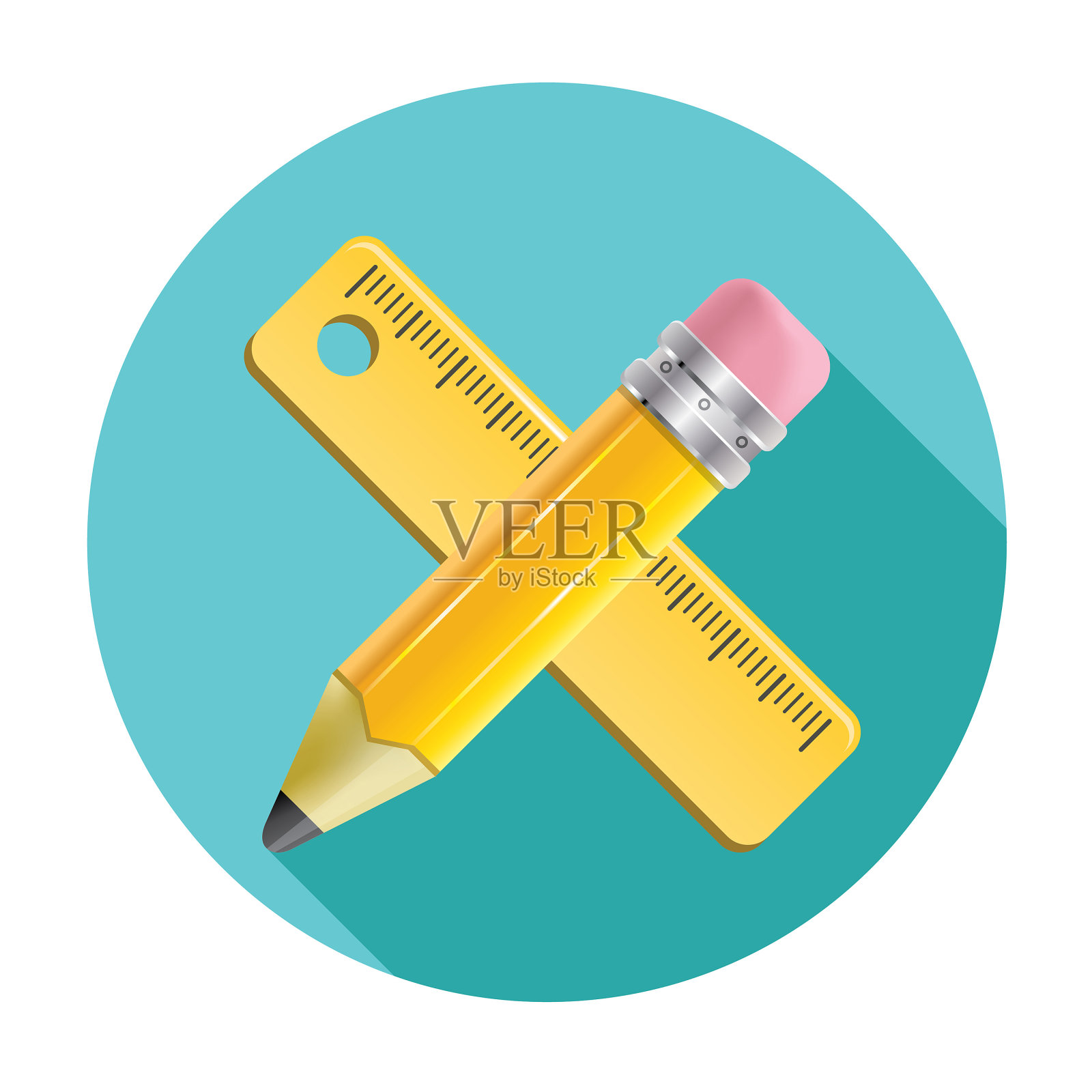 铅笔,尺子。矢量插图。插画图片素材