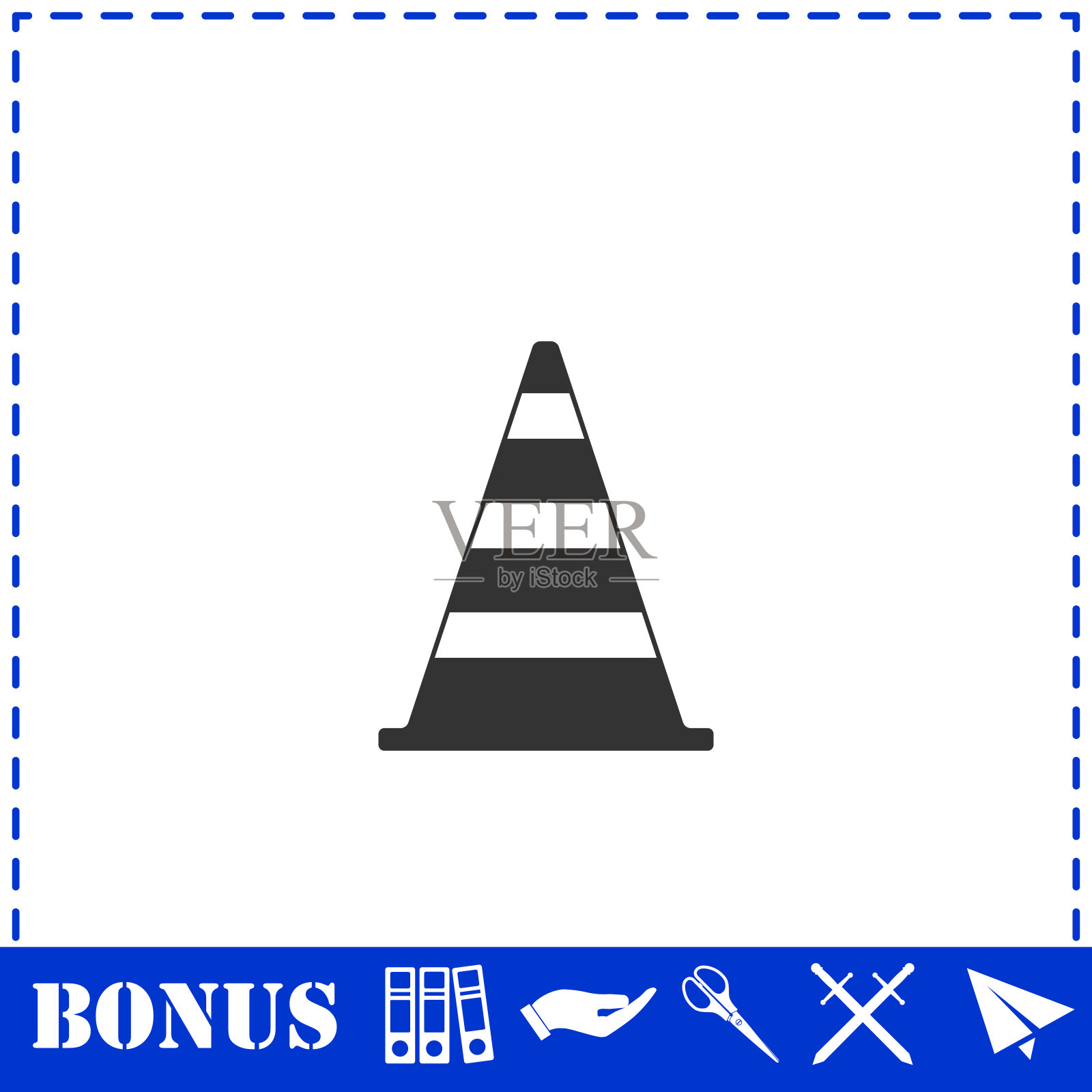 交通锥图标平坦插画图片素材