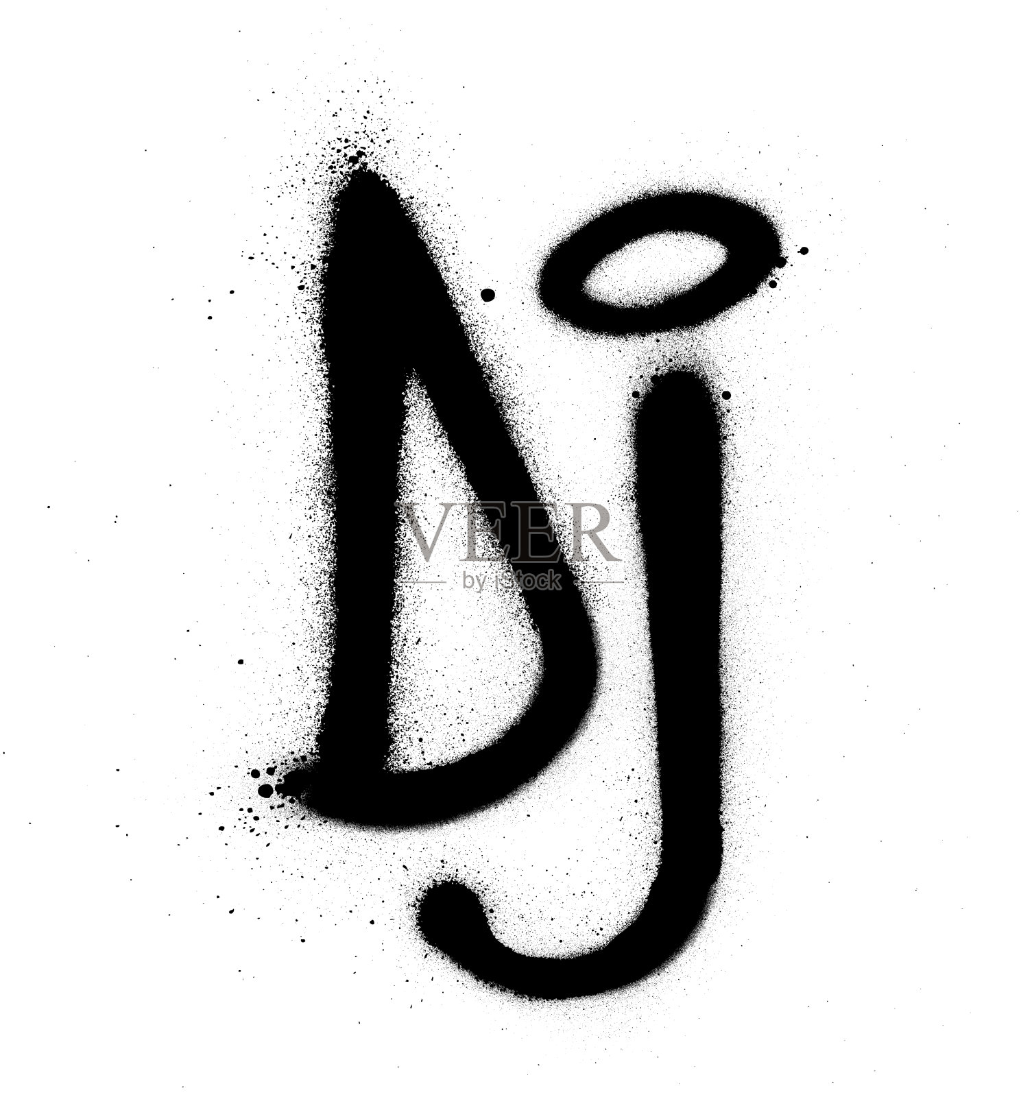涂鸦DJ discjockey缩写用黑色覆盖白色喷涂设计元素图片