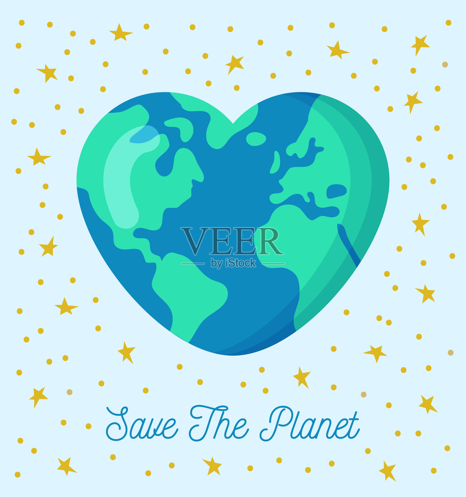 心形的地球。拯救地球。插画图片素材