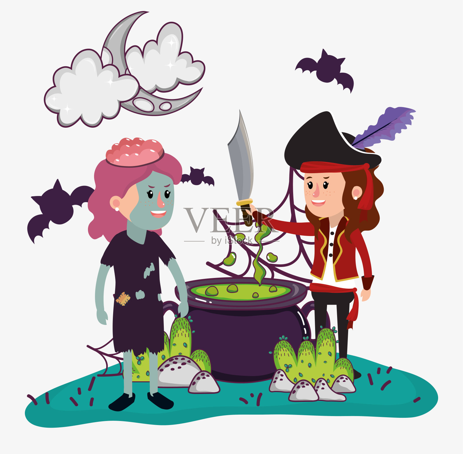 万圣节孩子庆祝漫画插画图片素材