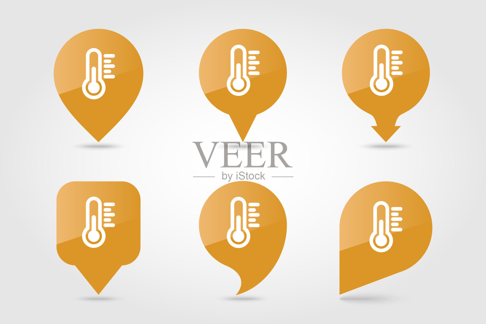 温度计热引脚地图图标。天气图标素材