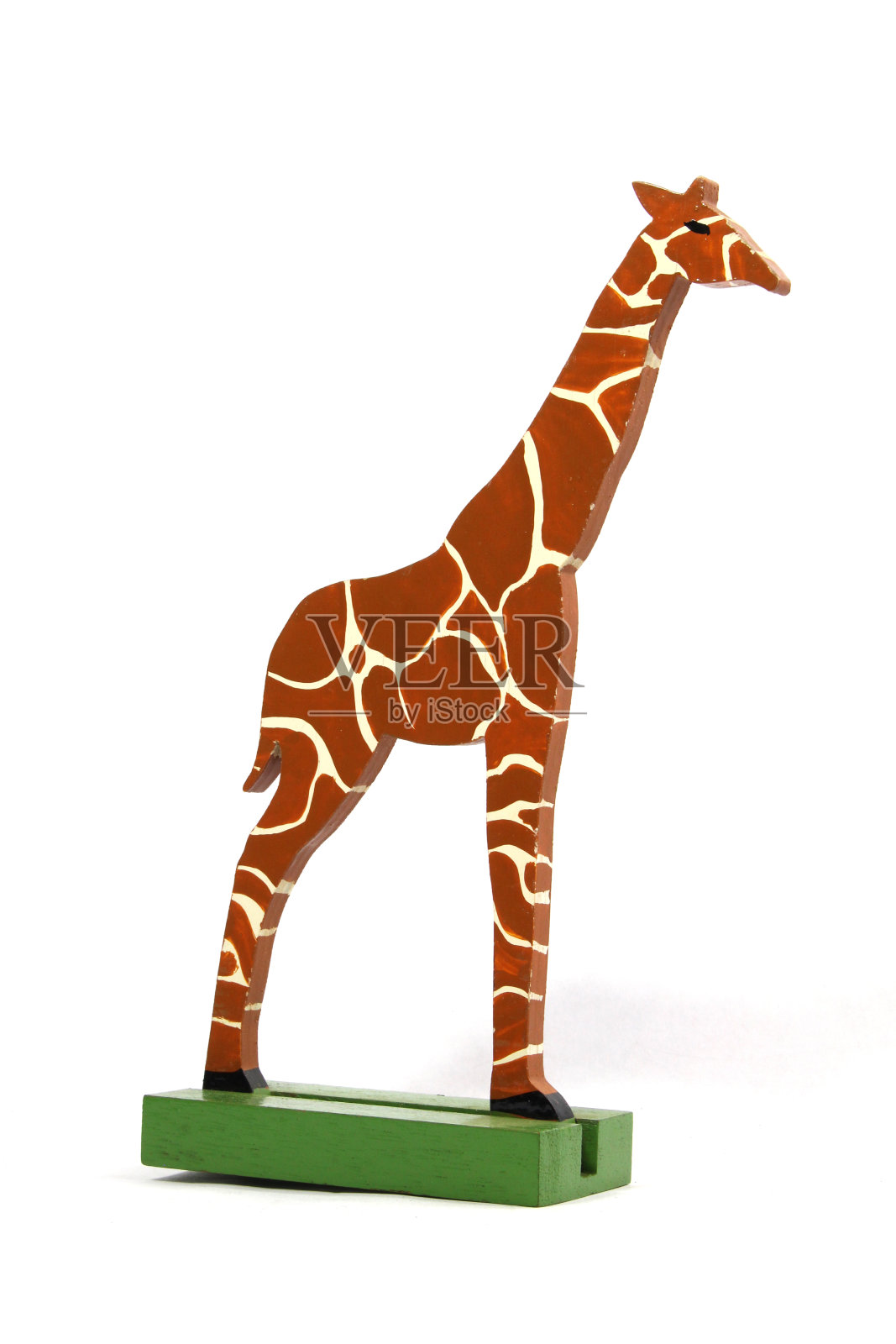 复古木制长颈鹿玩具动物在白色的背景照片摄影图片
