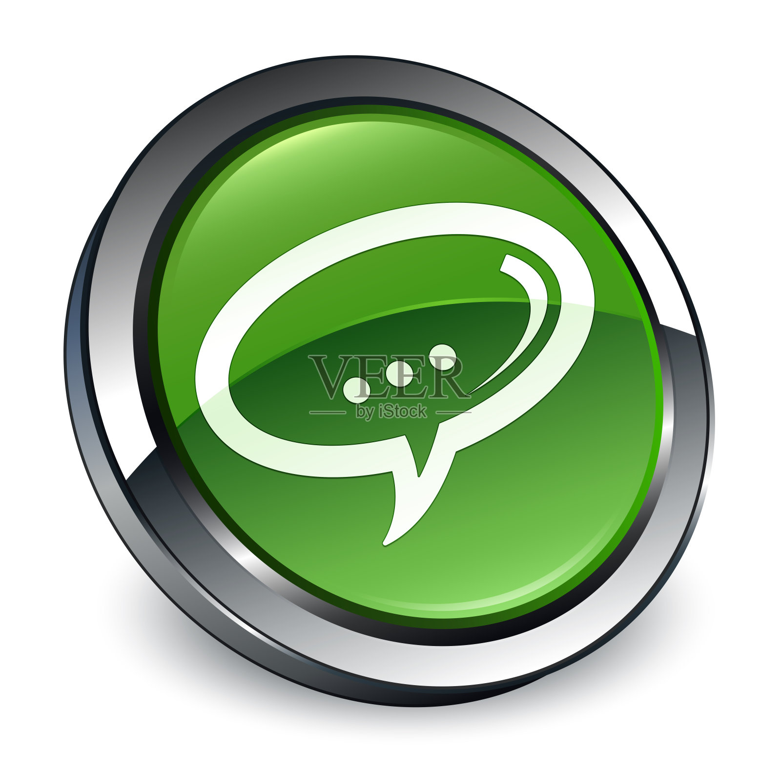 聊天图标3d软绿色圆形按钮图标素材